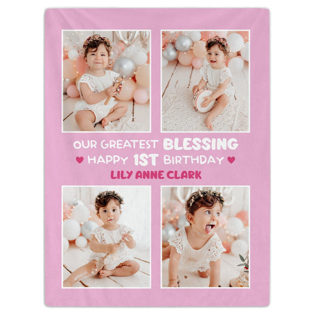 Our Greatest Blessing - Personalized 1st Birthday gift For Baby - Custom Baby Blanket - Elizabethfashions