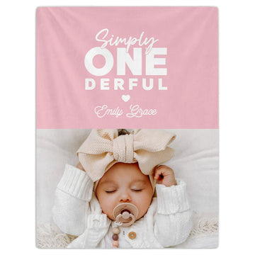 Simply ONEderful - Personalized 1st Birthday gift For Baby - Custom Baby Blanket - Elizabethfashions