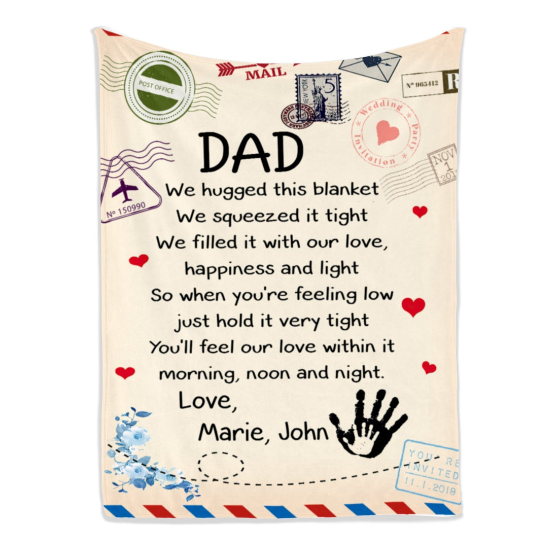 Hugged this blanket - Personalized Father's Day gift for Dad   - Custom Blanket - Elizabethfashions