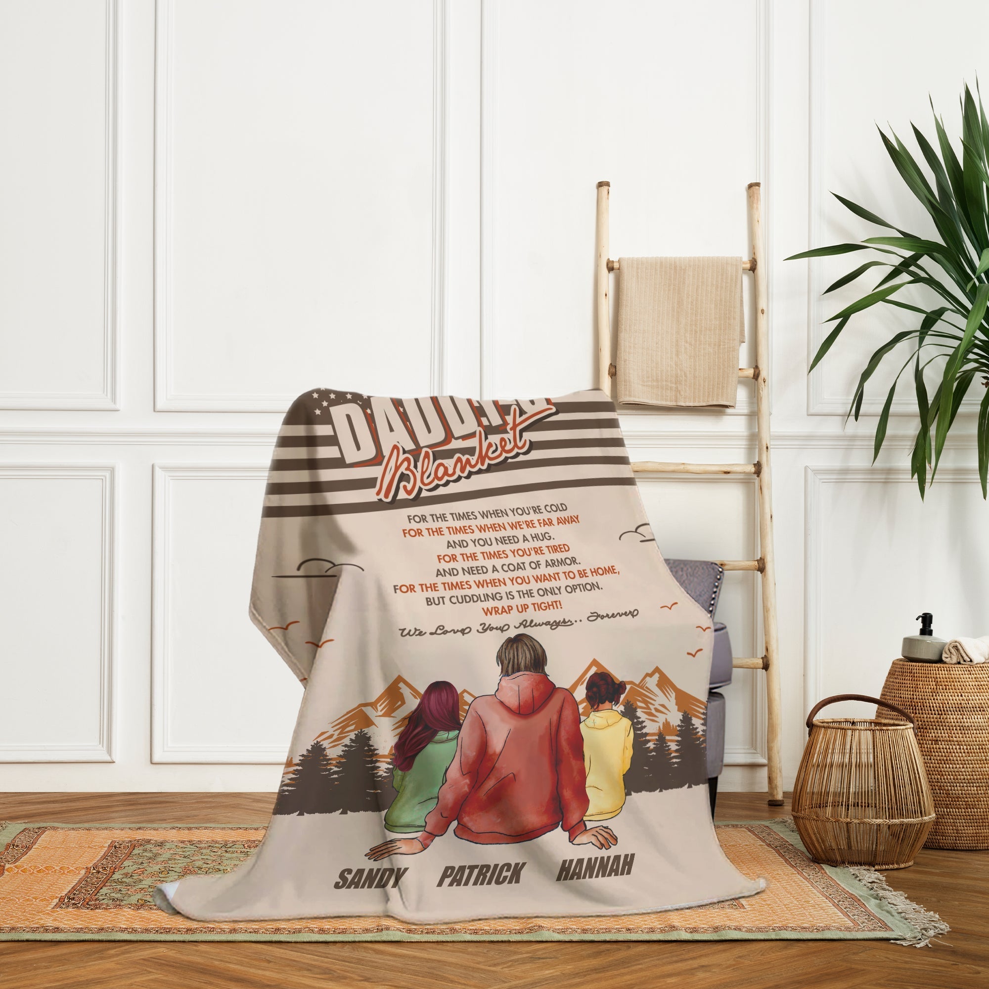 DADDY'S BLANKET - Personalized Father's Day gift For Dad  - Custom Blanket - Elizabethfashions