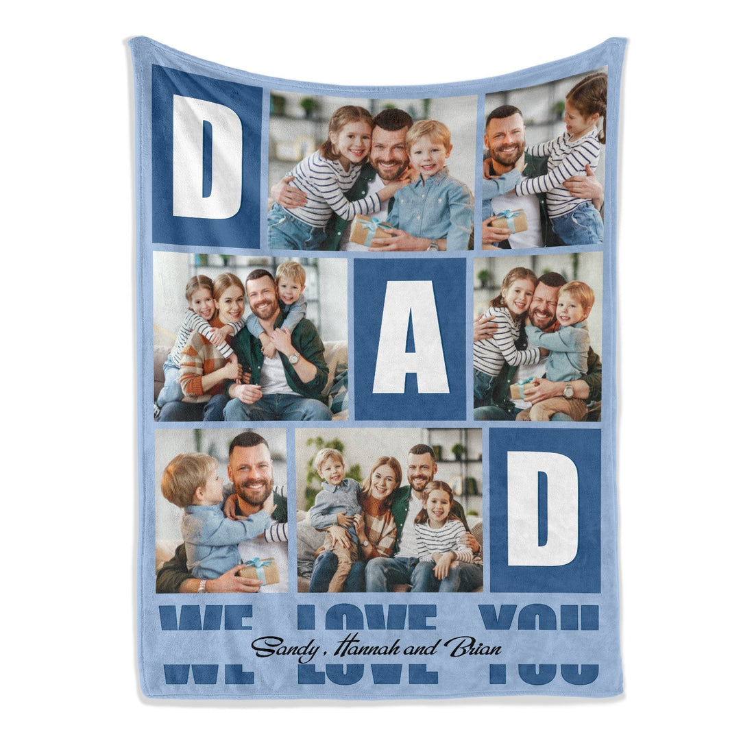 Dad we love you blk - Personalized Father's Day gift For Dad - Custom Blanket - Elizabethfashions