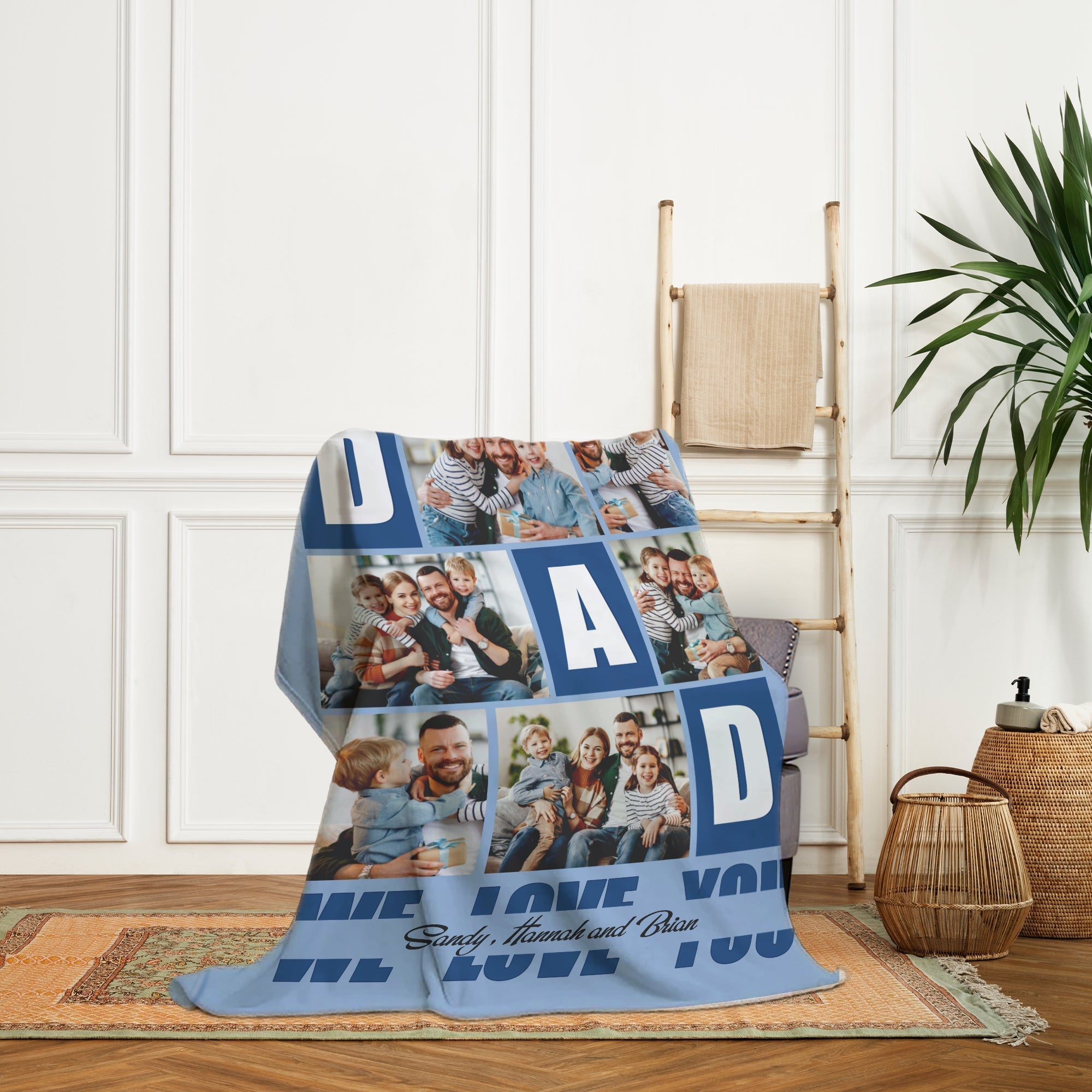 Dad we love you blk - Personalized Father's Day gift For Dad - Custom Blanket - Elizabethfashions