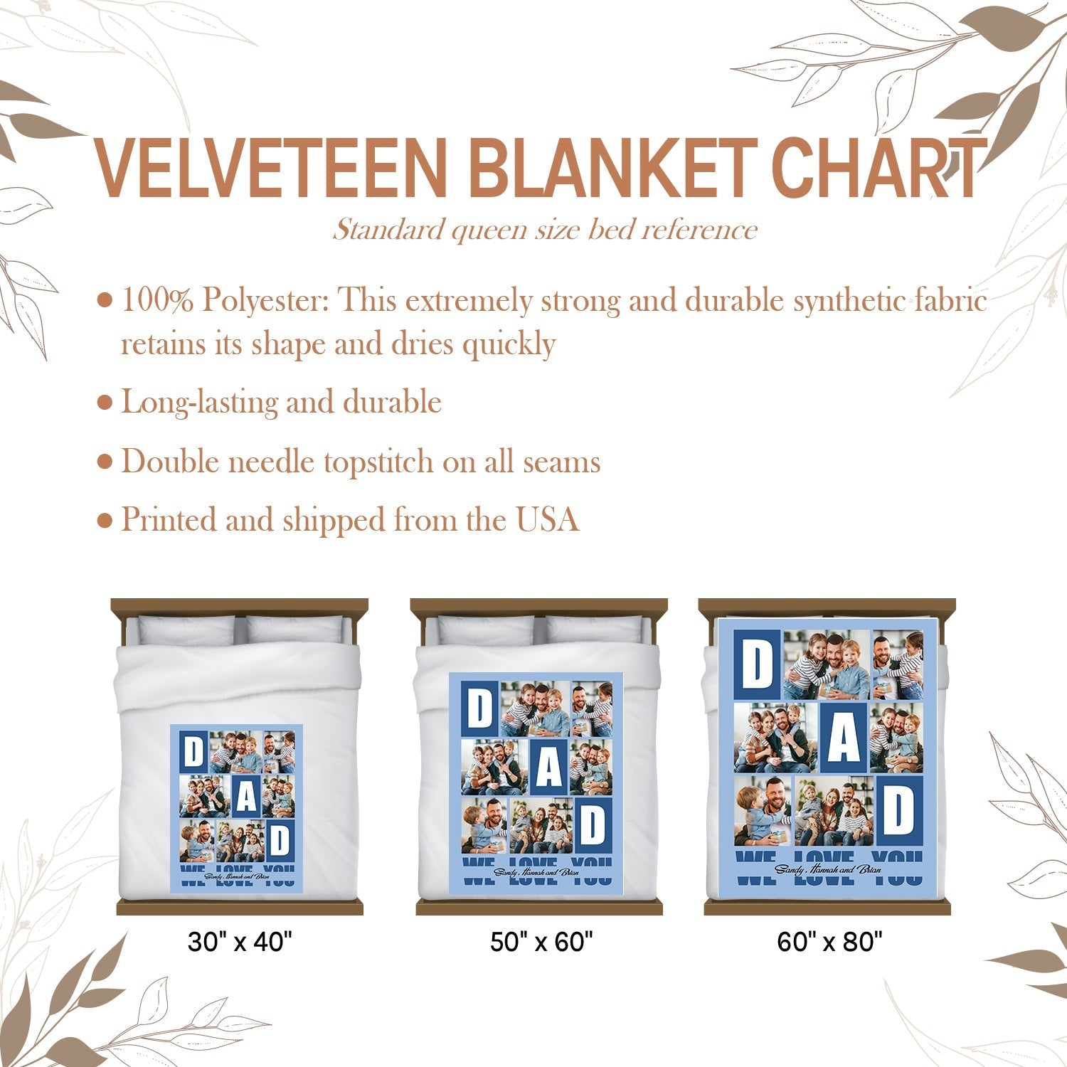 Dad we love you blk - Personalized Father's Day gift For Dad - Custom Blanket - Elizabethfashions