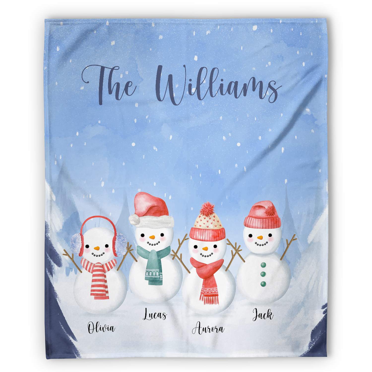 Snowman Family - Personalized Christmas gift For Family - Custom Blanket - Elizabethfashions