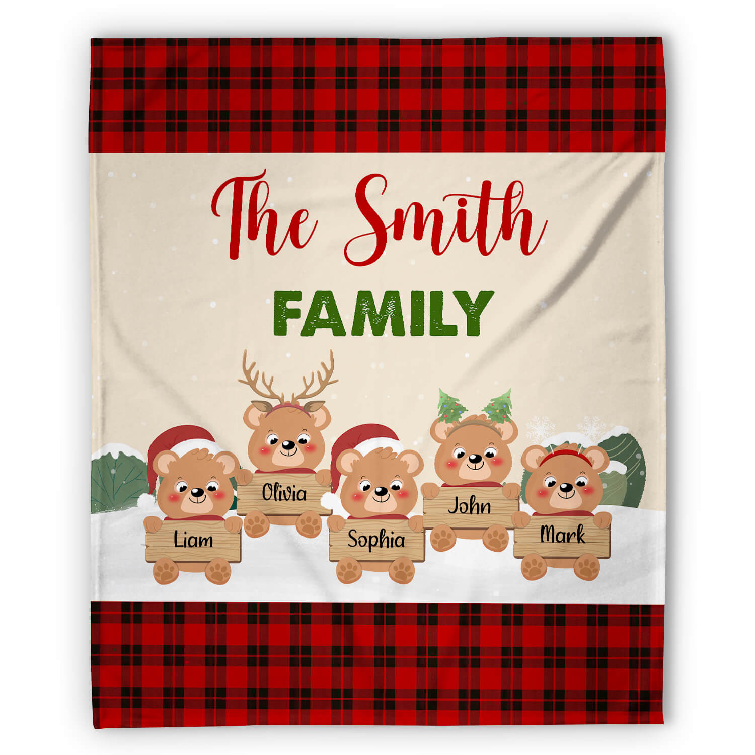 Bear Family - Personalized Christmas gift For Family - Custom Blanket - Elizabethfashions