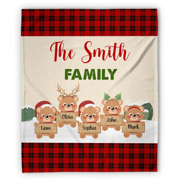 Bear Family - Personalized Christmas gift For Family - Custom Blanket - Elizabethfashions