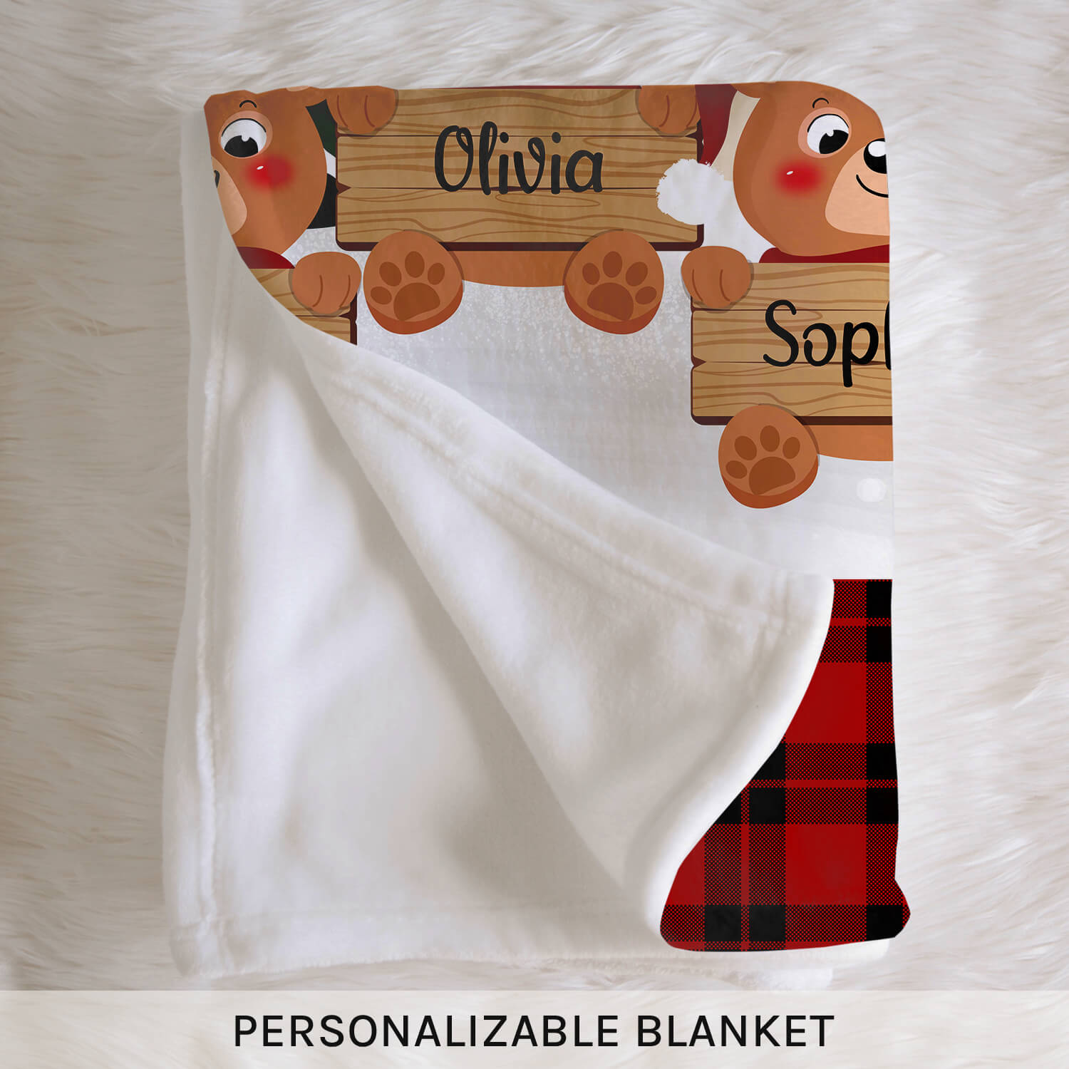 Bear Family - Personalized Christmas gift For Family - Custom Blanket - Elizabethfashions