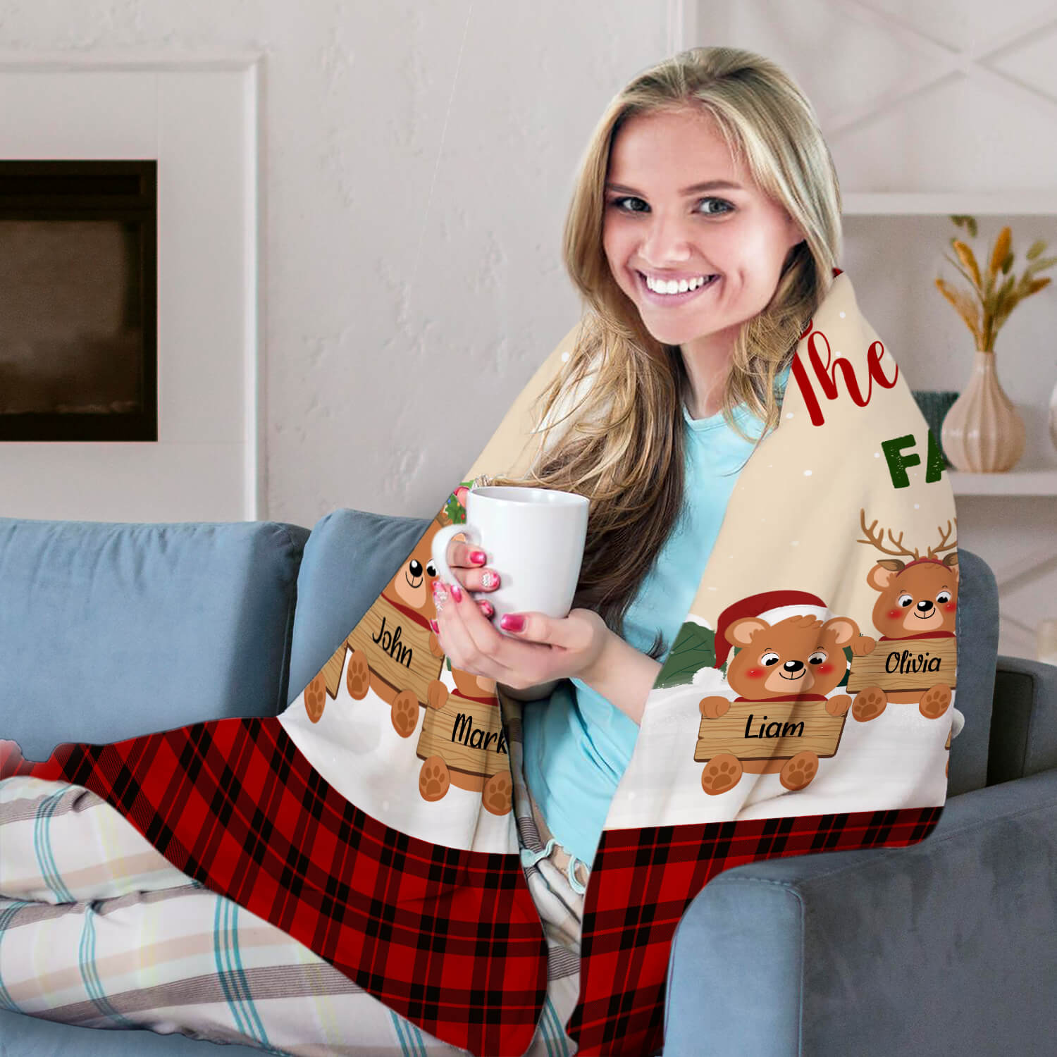 Bear Family - Personalized Christmas gift For Family - Custom Blanket - Elizabethfashions