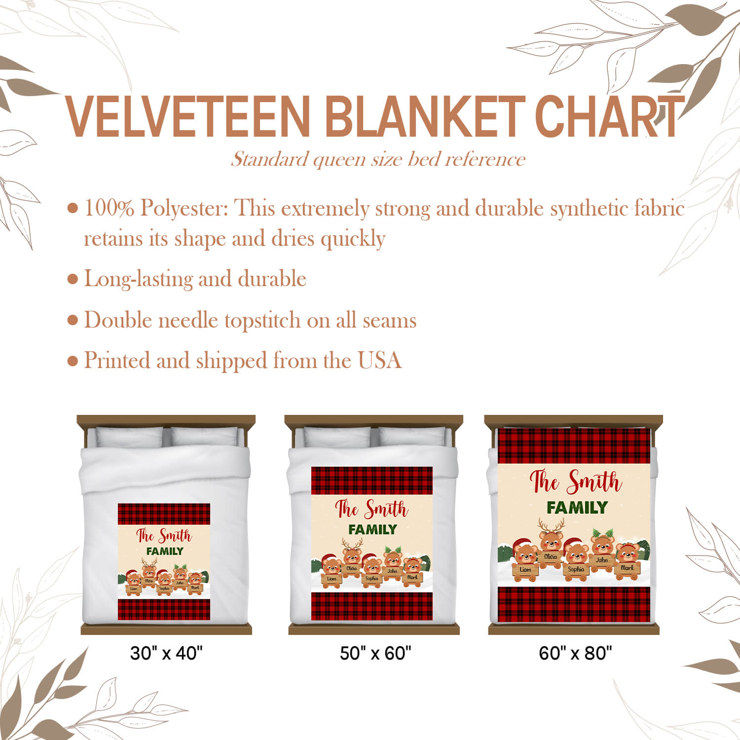 Bear Family - Personalized Christmas gift For Family - Custom Blanket - Elizabethfashions