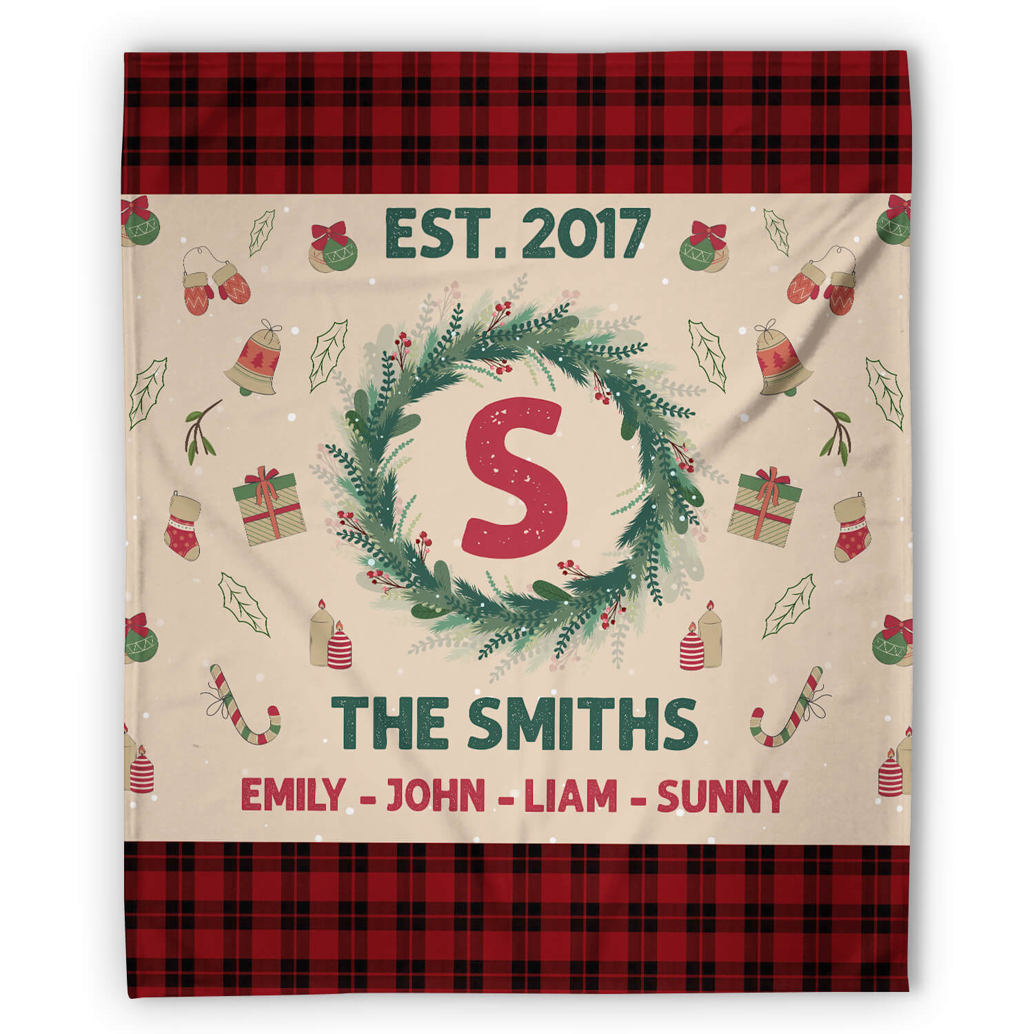 Family Initial - Personalized Christmas gift For Family - Custom Blanket - Elizabethfashions