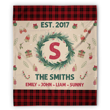 Family Initial - Personalized Christmas gift For Family - Custom Blanket - Elizabethfashions