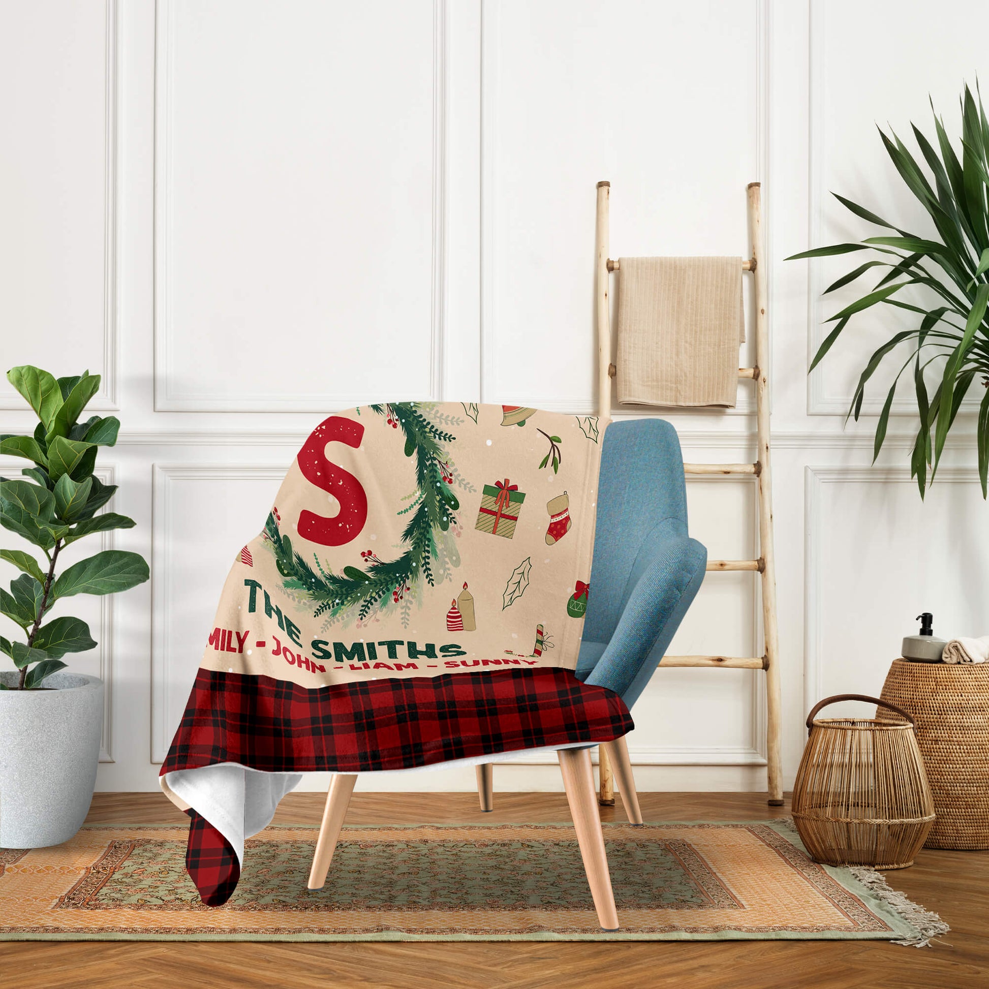 Family Initial - Personalized Christmas gift For Family - Custom Blanket - Elizabethfashions