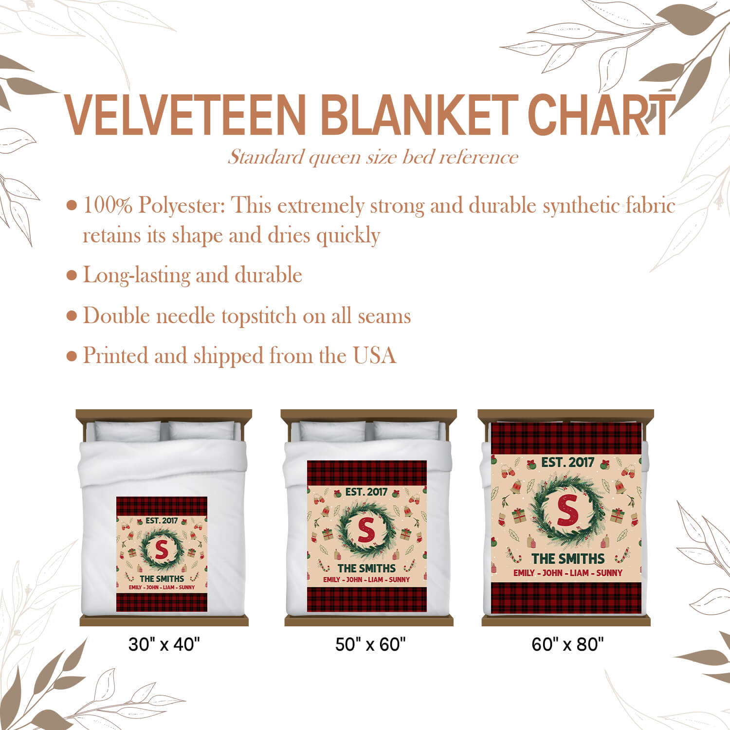 Family Initial - Personalized Christmas gift For Family - Custom Blanket - Elizabethfashions