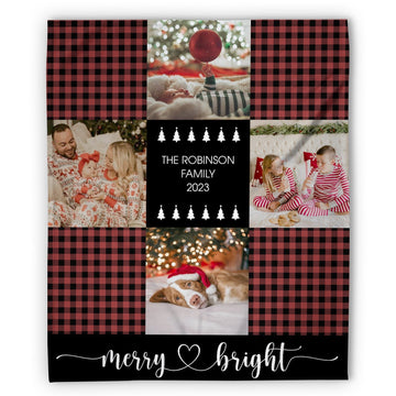 Merry & Bright - Personalized Christmas gift For Family - Custom Blanket - Elizabethfashions