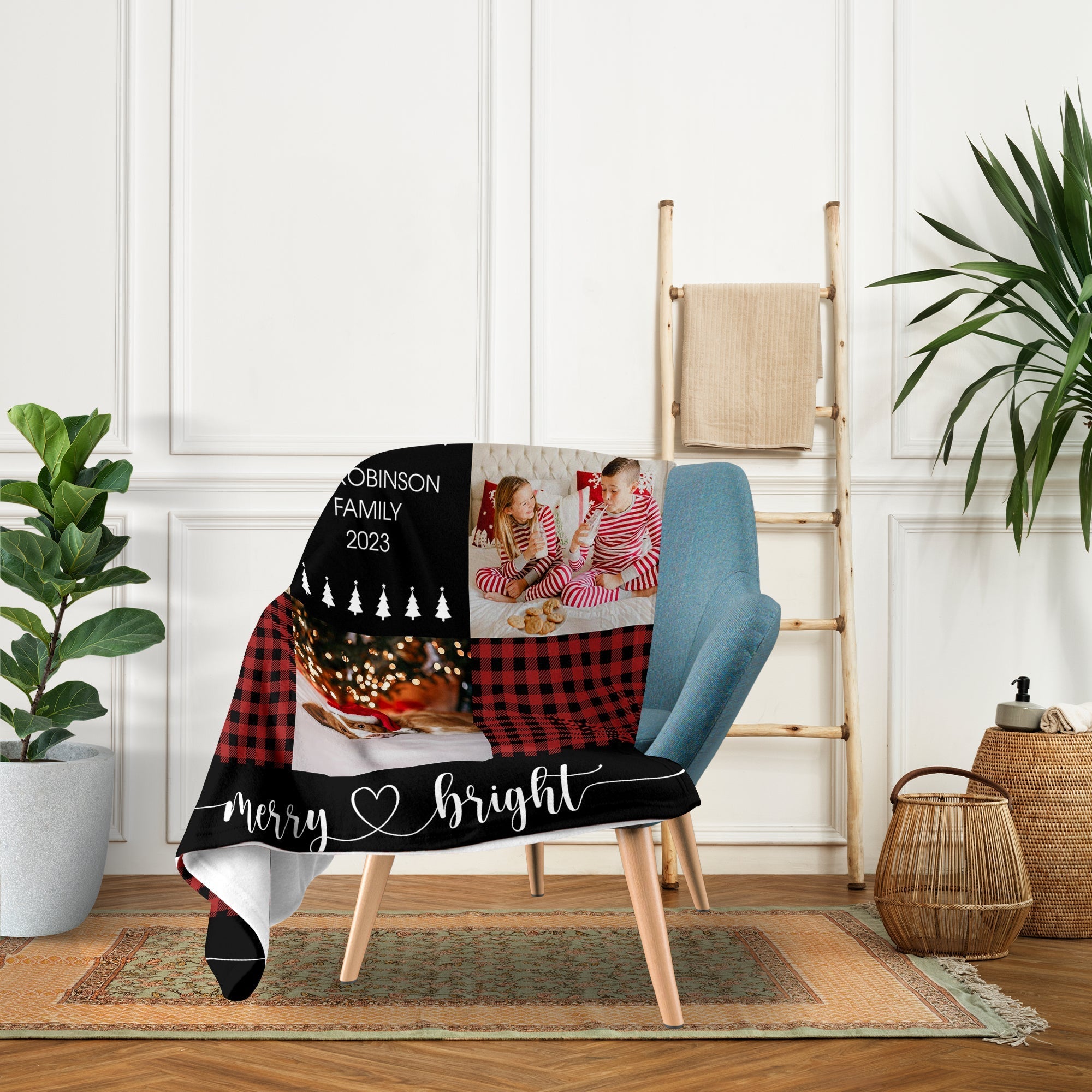 Merry & Bright - Personalized Christmas gift For Family - Custom Blanket - Elizabethfashions