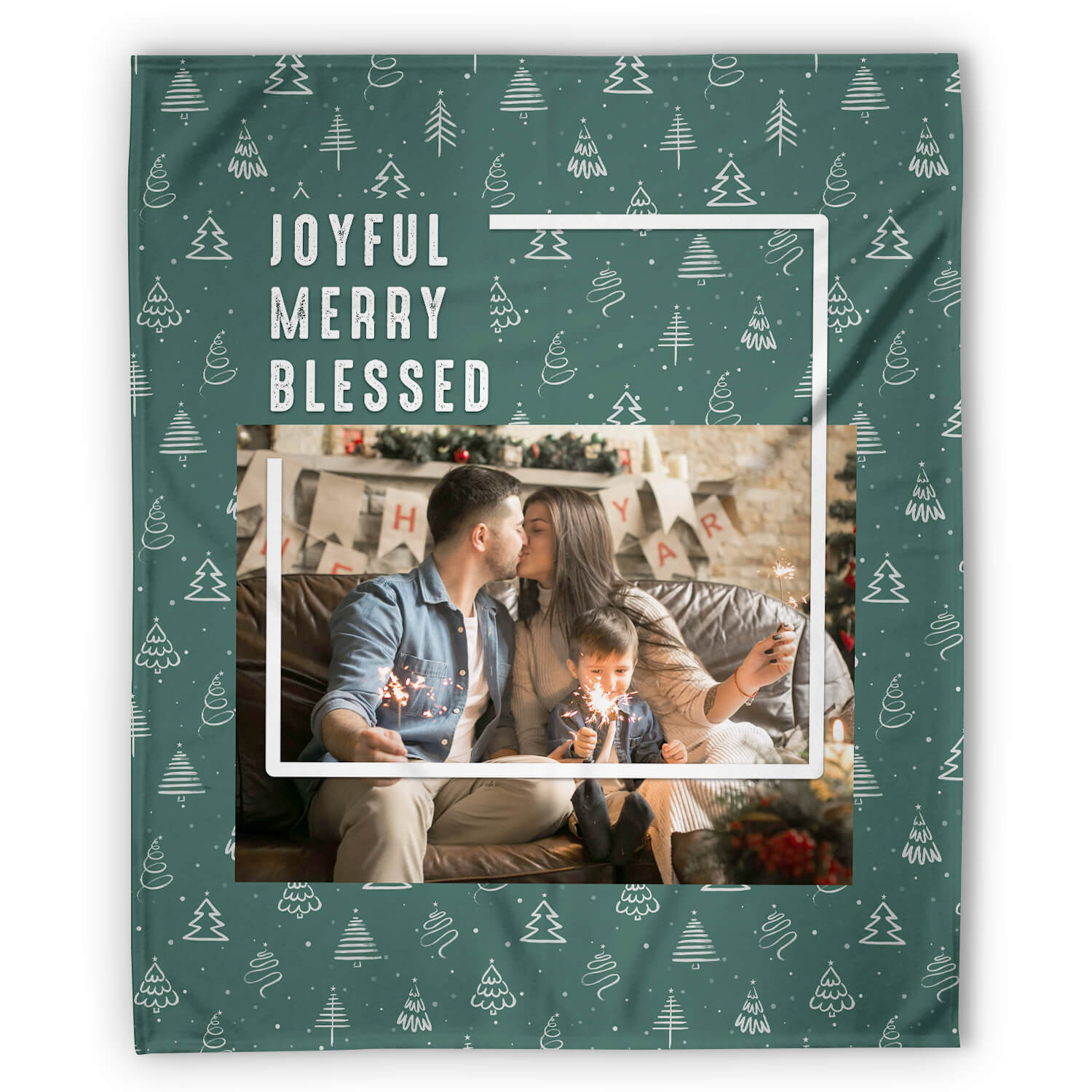 Joyful, Merry, Blessed - Personalized Christmas gift For Family - Custom Blanket - Elizabethfashions