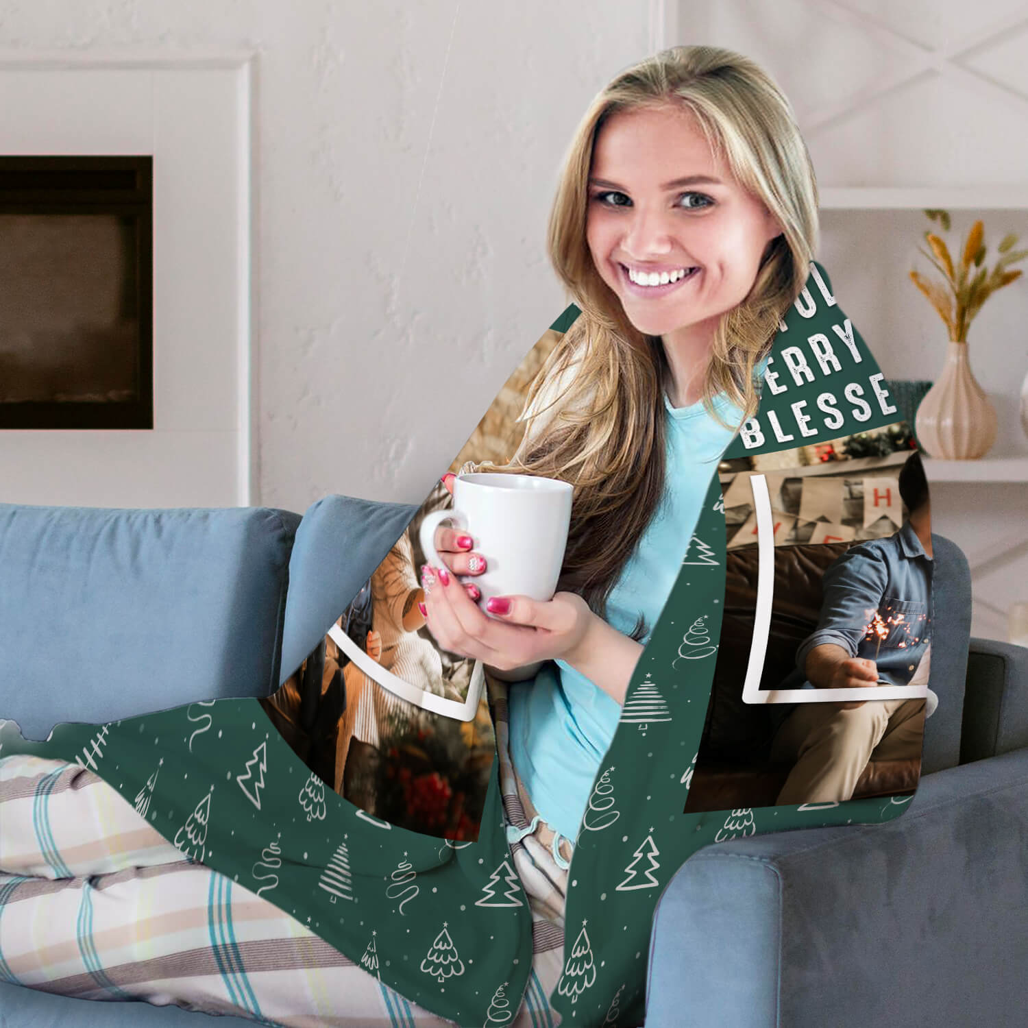 Joyful, Merry, Blessed - Personalized Christmas gift For Family - Custom Blanket - Elizabethfashions