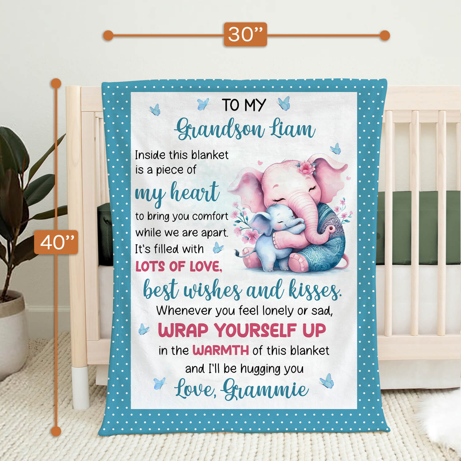 Personalized Swaddle Blanket - Birthday gift For Grandson - Custom Baby Blanket - Elizabethfashions