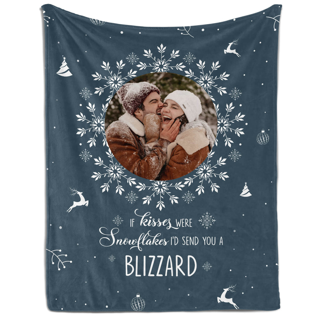 If Snows Were Kisses - Personalized Christmas gift For Long Distance Boyfriend or Girlfriend - Custom Blanket - Elizabethfashions