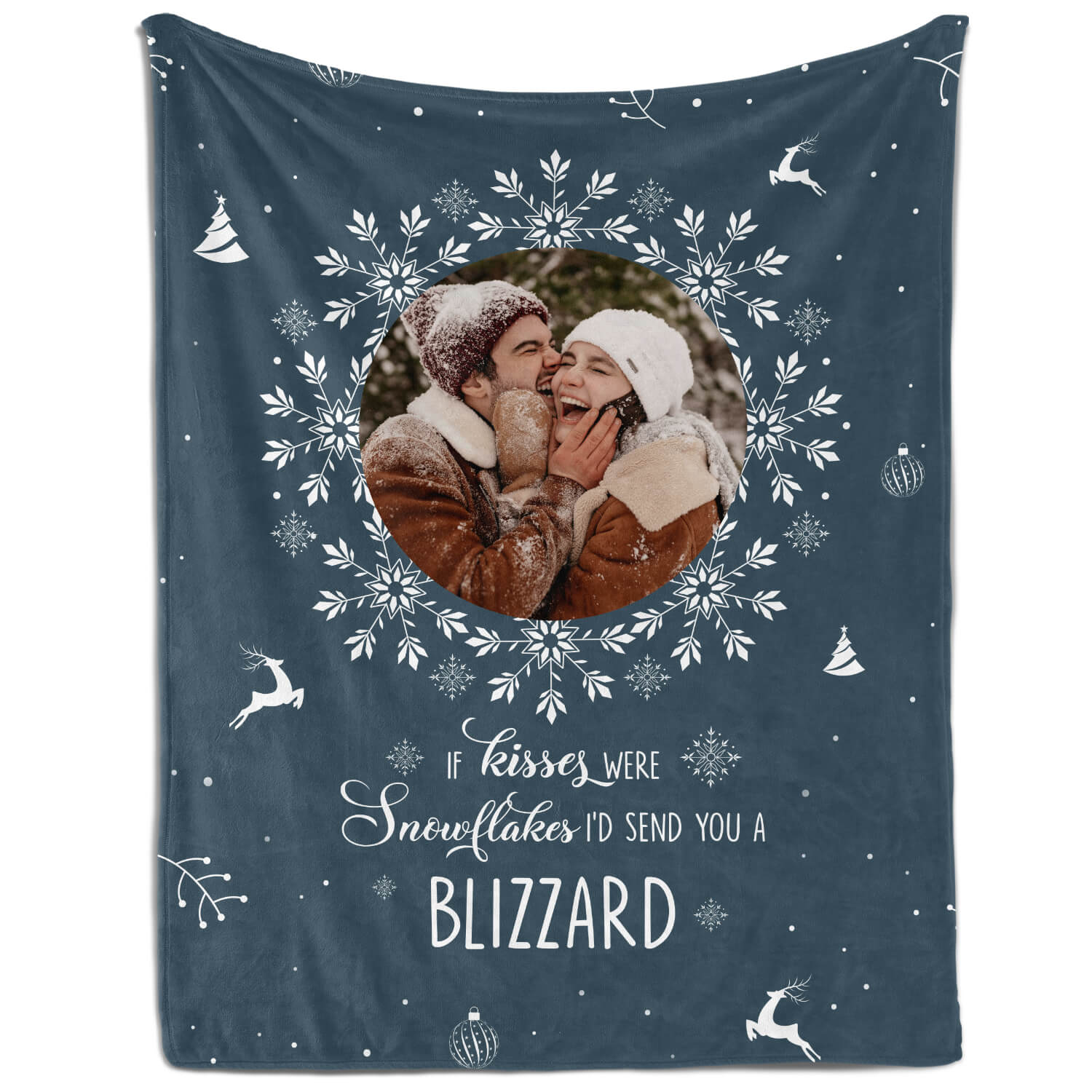 If Snows Were Kisses - Personalized Christmas gift For Long Distance Boyfriend or Girlfriend - Custom Blanket - Elizabethfashions