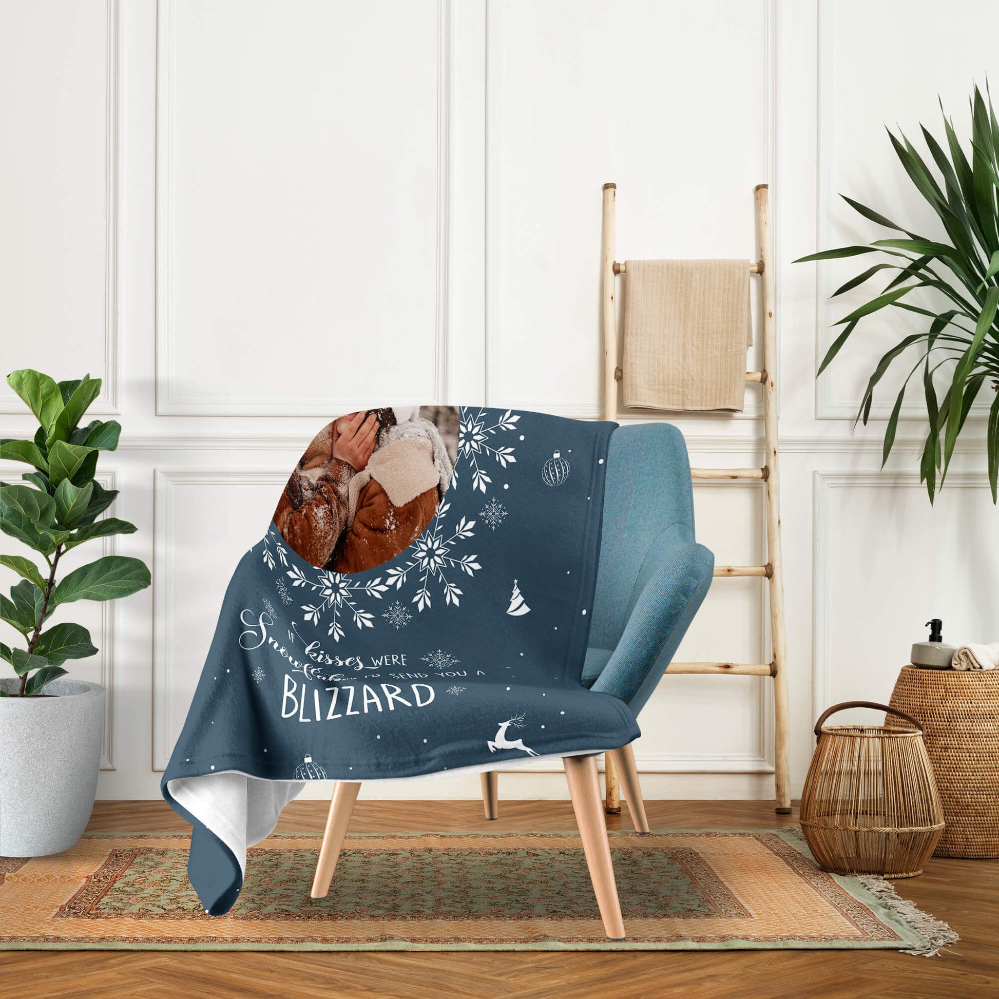 If Snows Were Kisses - Personalized Christmas gift For Long Distance Boyfriend or Girlfriend - Custom Blanket - Elizabethfashions