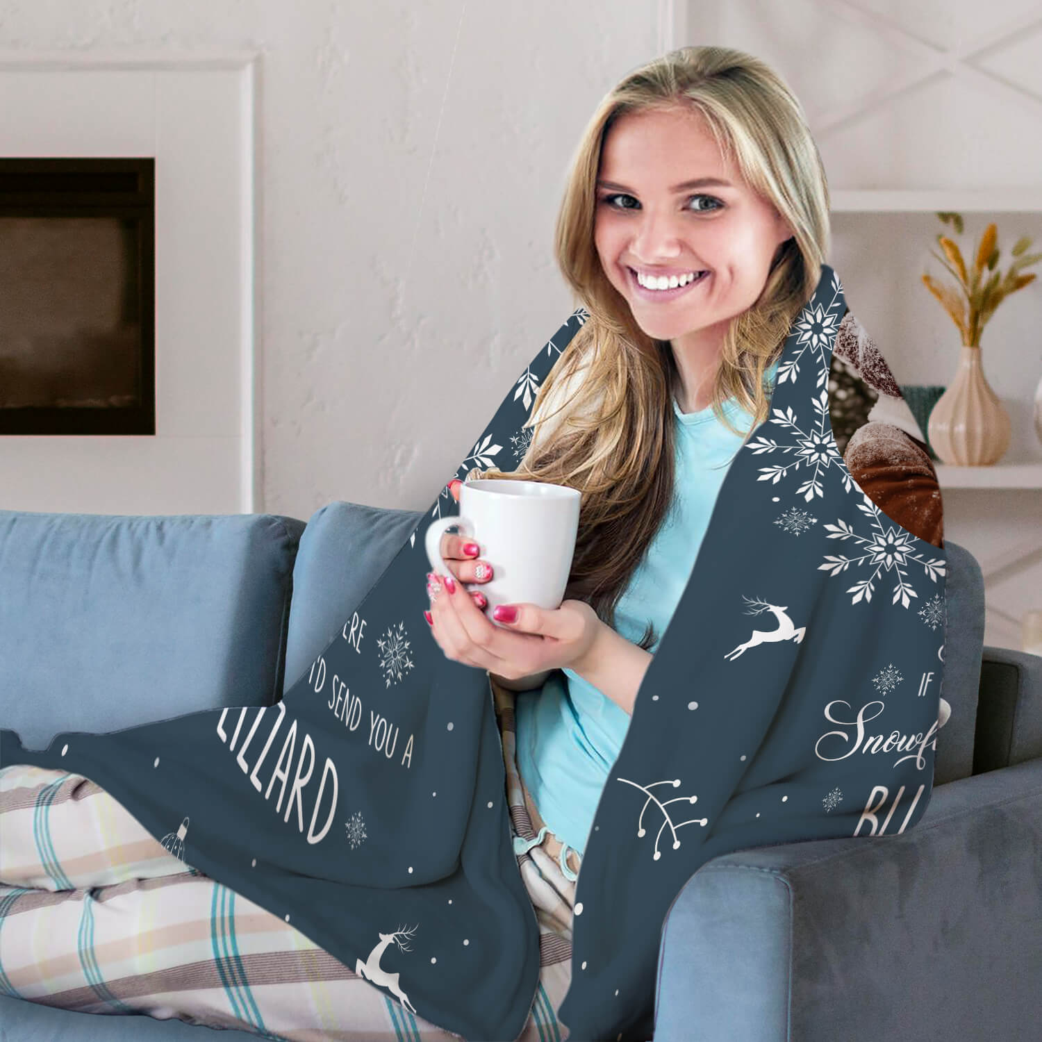 If Snows Were Kisses - Personalized Christmas gift For Long Distance Boyfriend or Girlfriend - Custom Blanket - Elizabethfashions