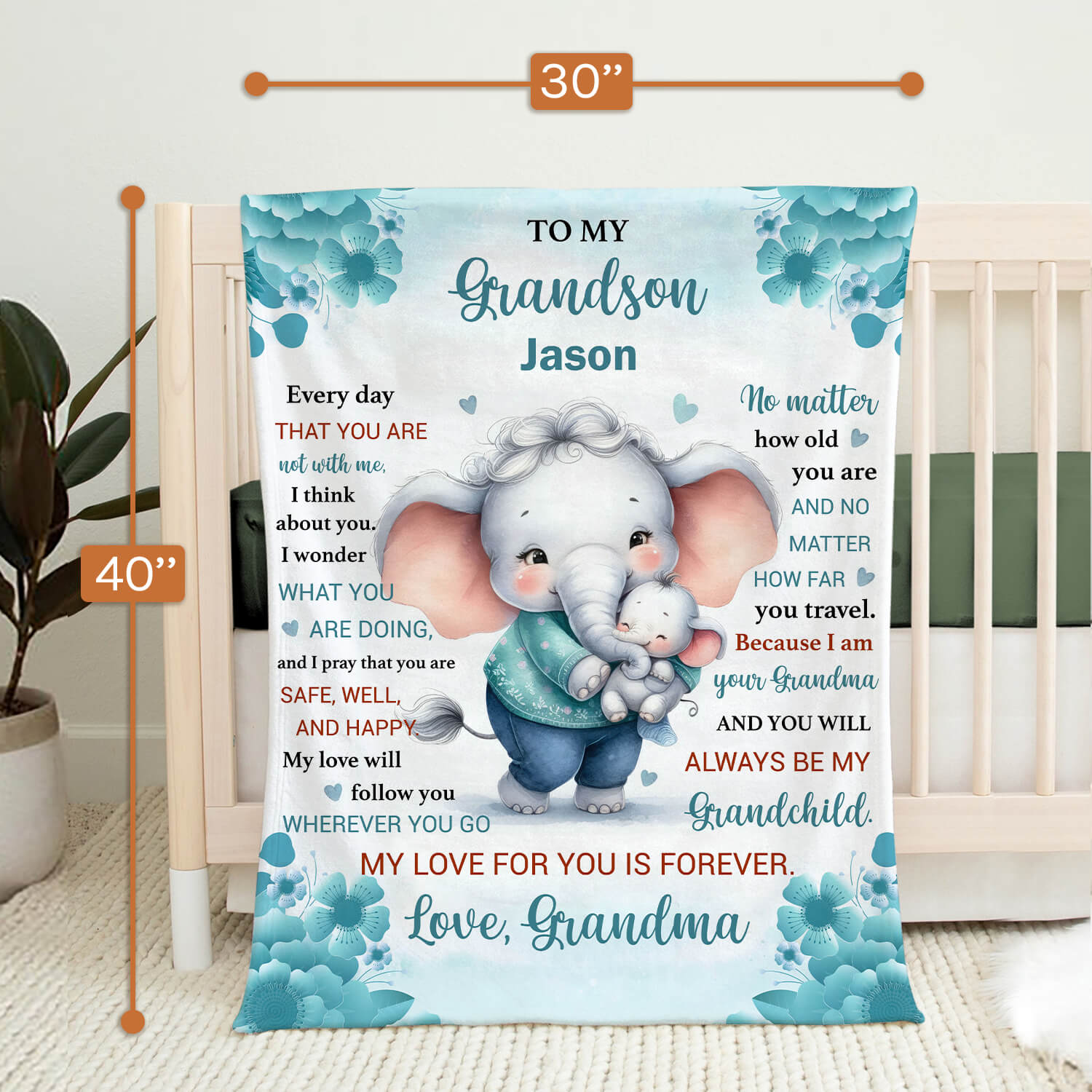 Custom Swaddle - Personalized Birthday Gift for Grandson - Baby Blanket - Elizabethfashions