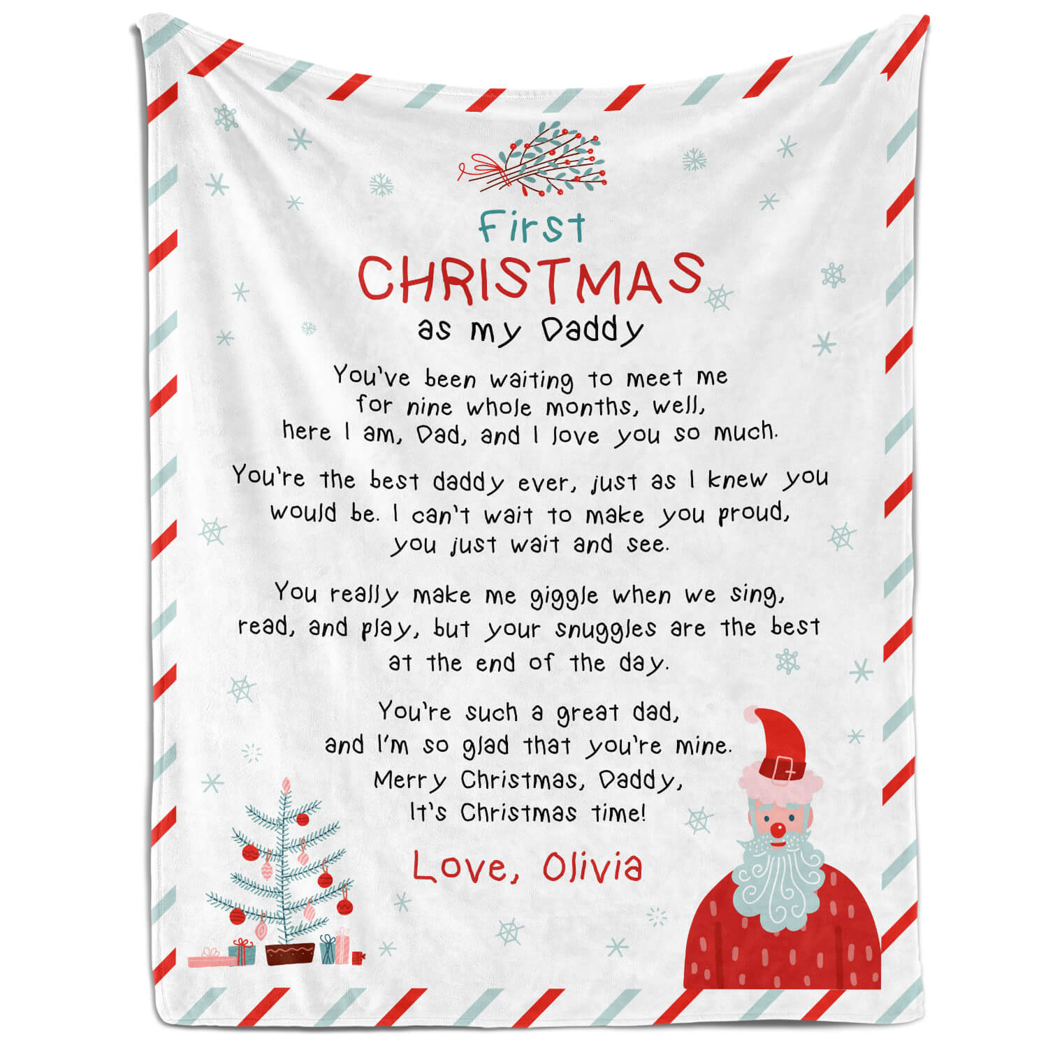First Christmas As My Daddy - Personalized First Christmas gift For New Dad - Custom Blanket - Elizabethfashions