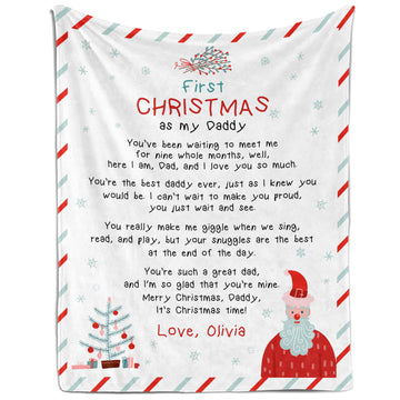 First Christmas As My Daddy - Personalized First Christmas gift For New Dad - Custom Blanket - Elizabethfashions