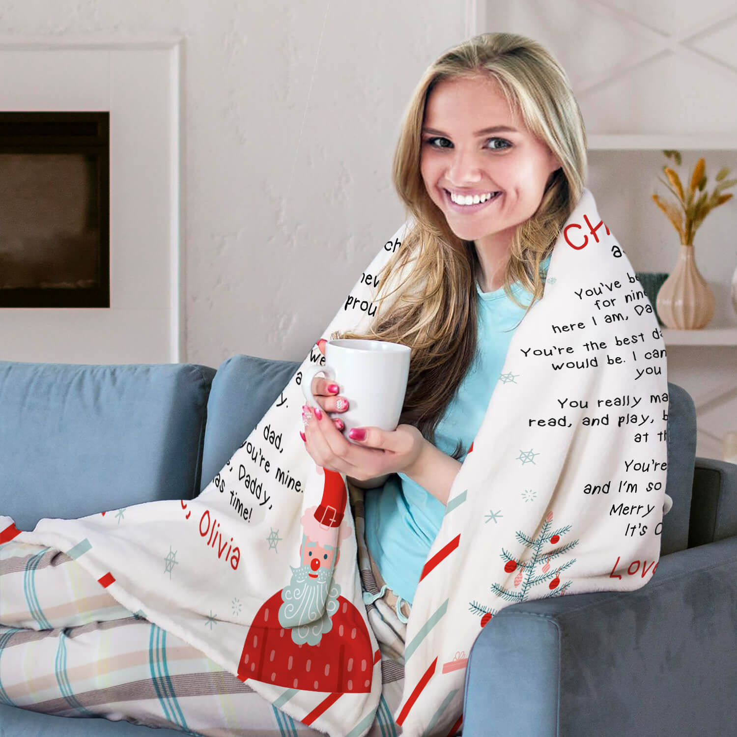 First Christmas As My Daddy - Personalized First Christmas gift For New Dad - Custom Blanket - Elizabethfashions