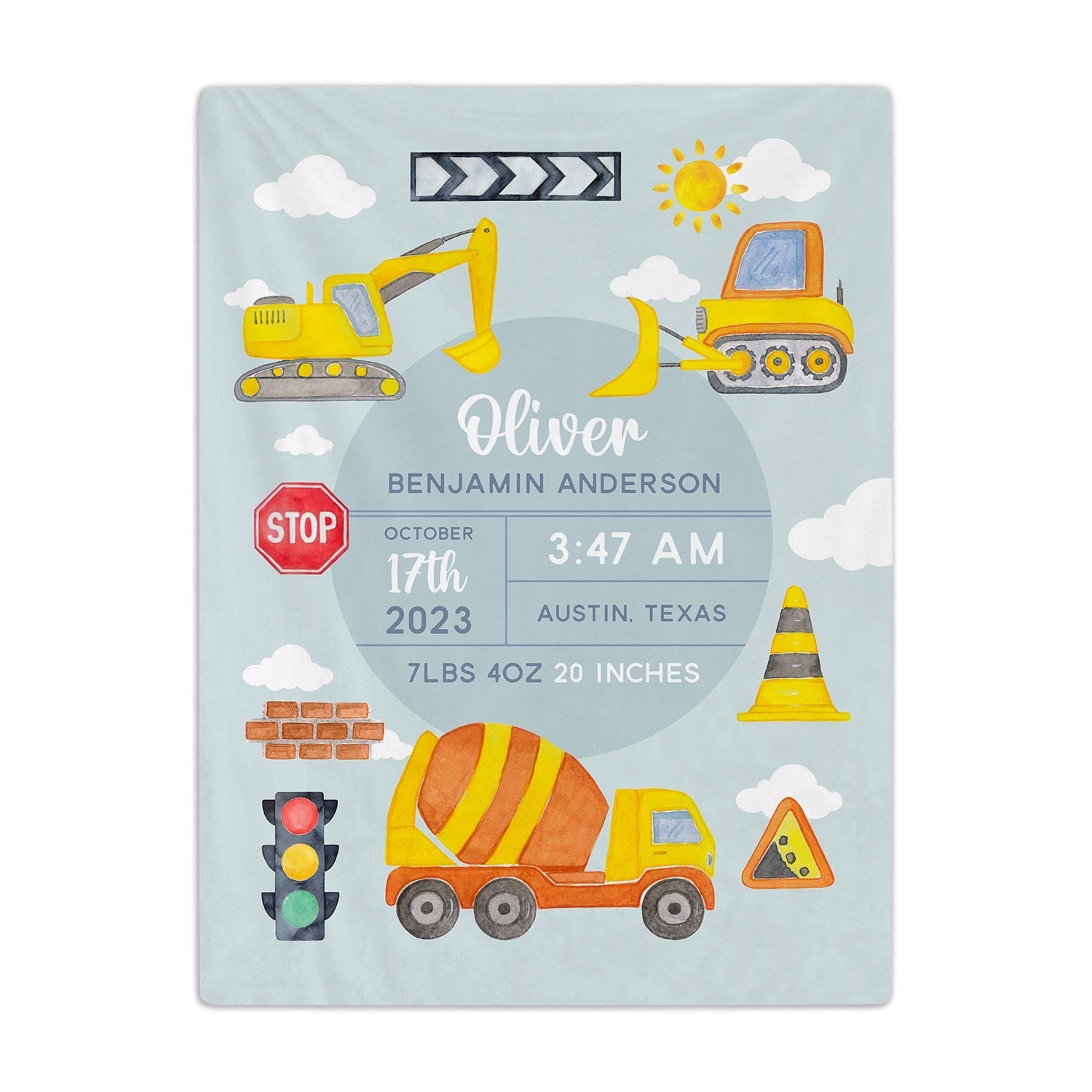 Baby Birth Stats - Personalized gift For Baby - Custom Baby Blanket - Elizabethfashions