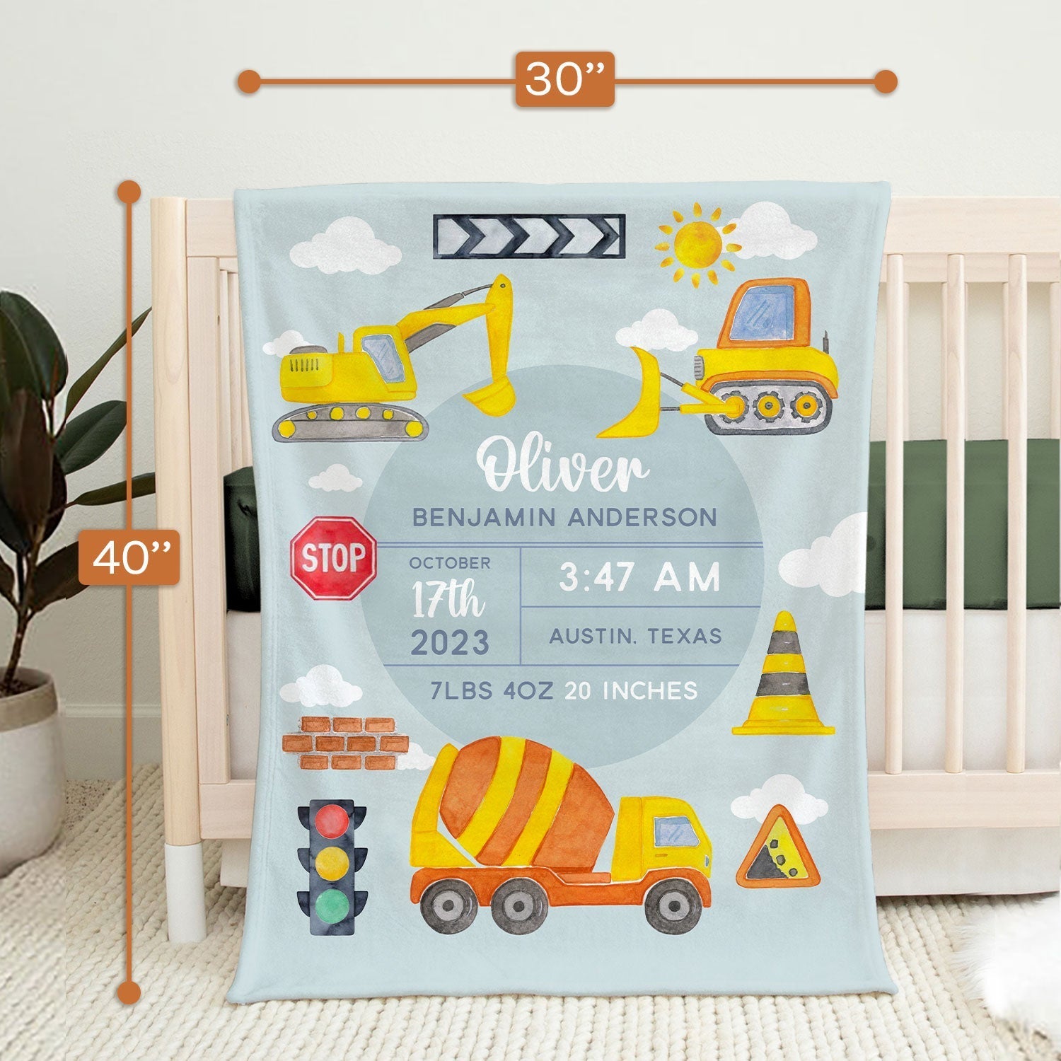 Baby Birth Stats - Personalized gift For Baby - Custom Baby Blanket - Elizabethfashions