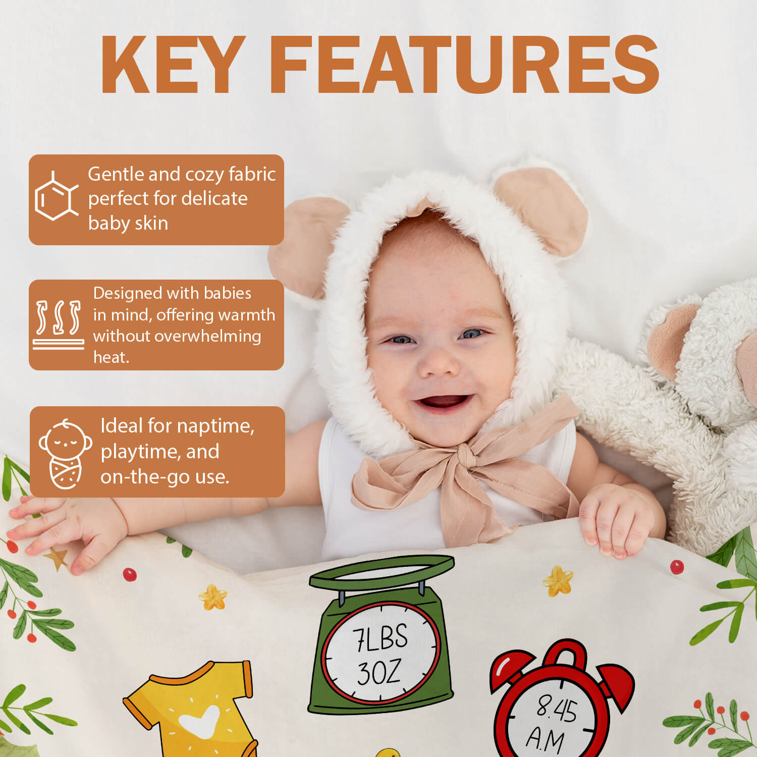 First Christmas - Personalized First Christmas gift For Baby - Custom Baby Blanket - Elizabethfashions