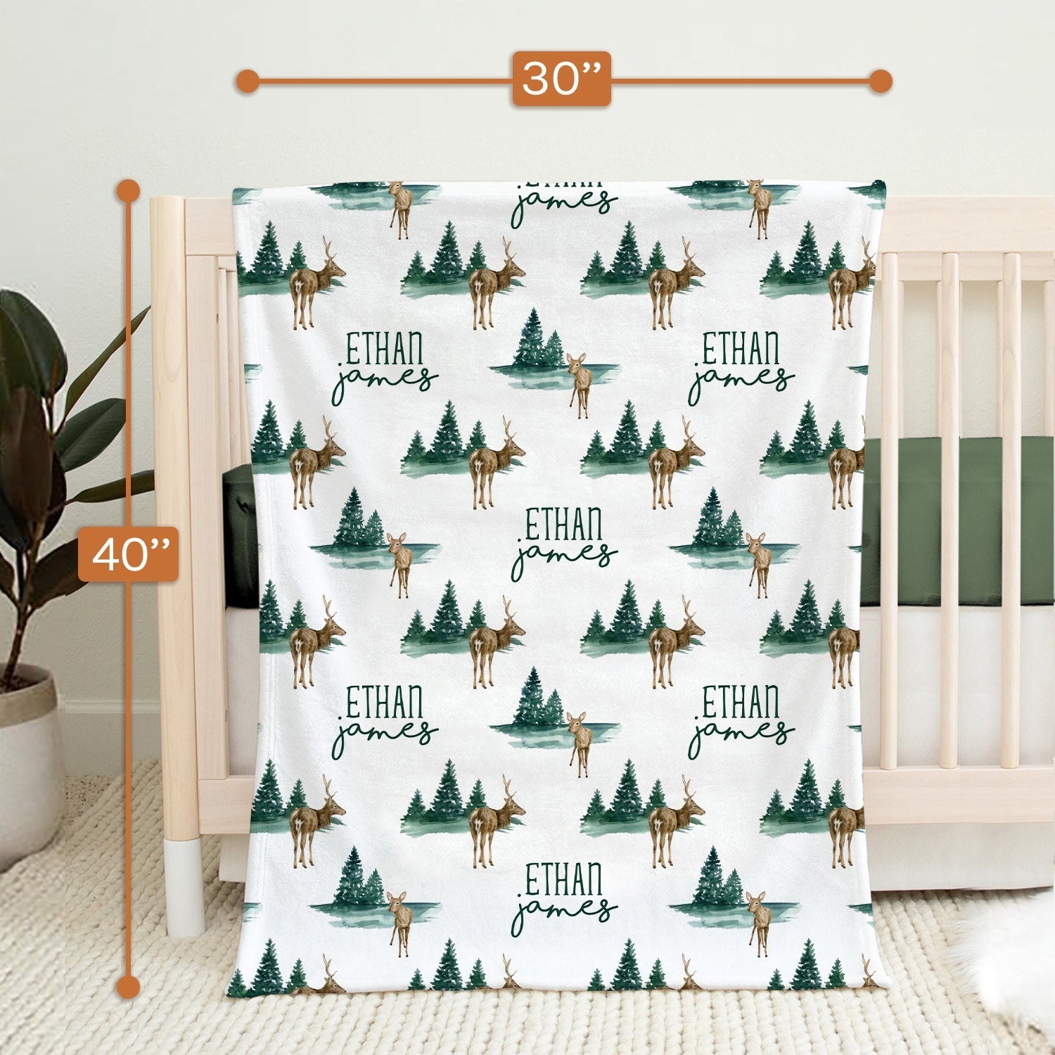 Personalized Deer Blanket - Birthday gift For Baby - Custom Baby Blanket - Elizabethfashions