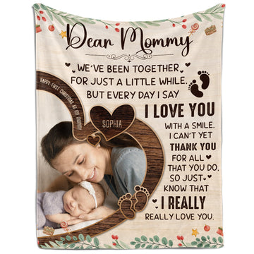 Dear Mommy - Personalized First Christmas gift For New Mom - Custom Blanket - Elizabethfashions