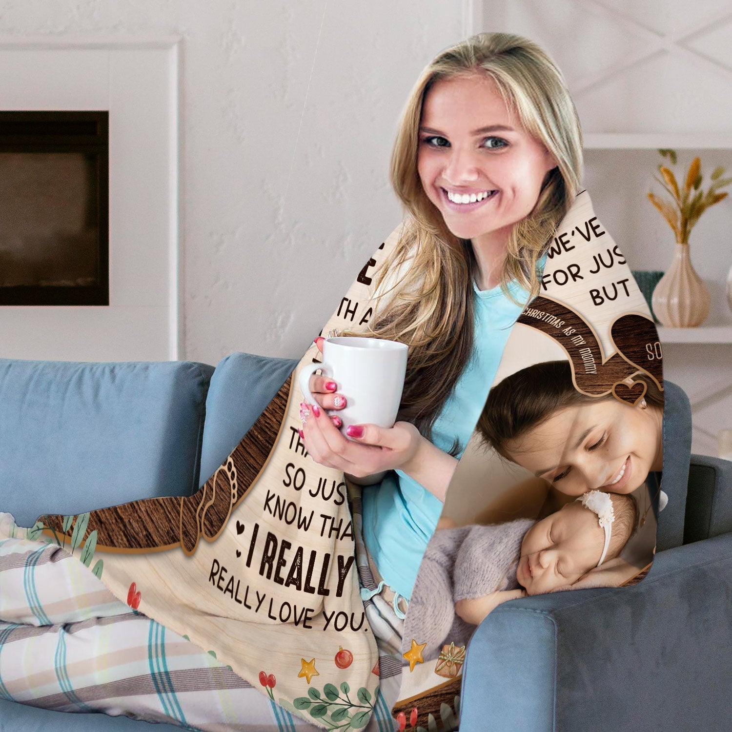 Dear Mommy - Personalized First Christmas gift For New Mom - Custom Blanket - Elizabethfashions