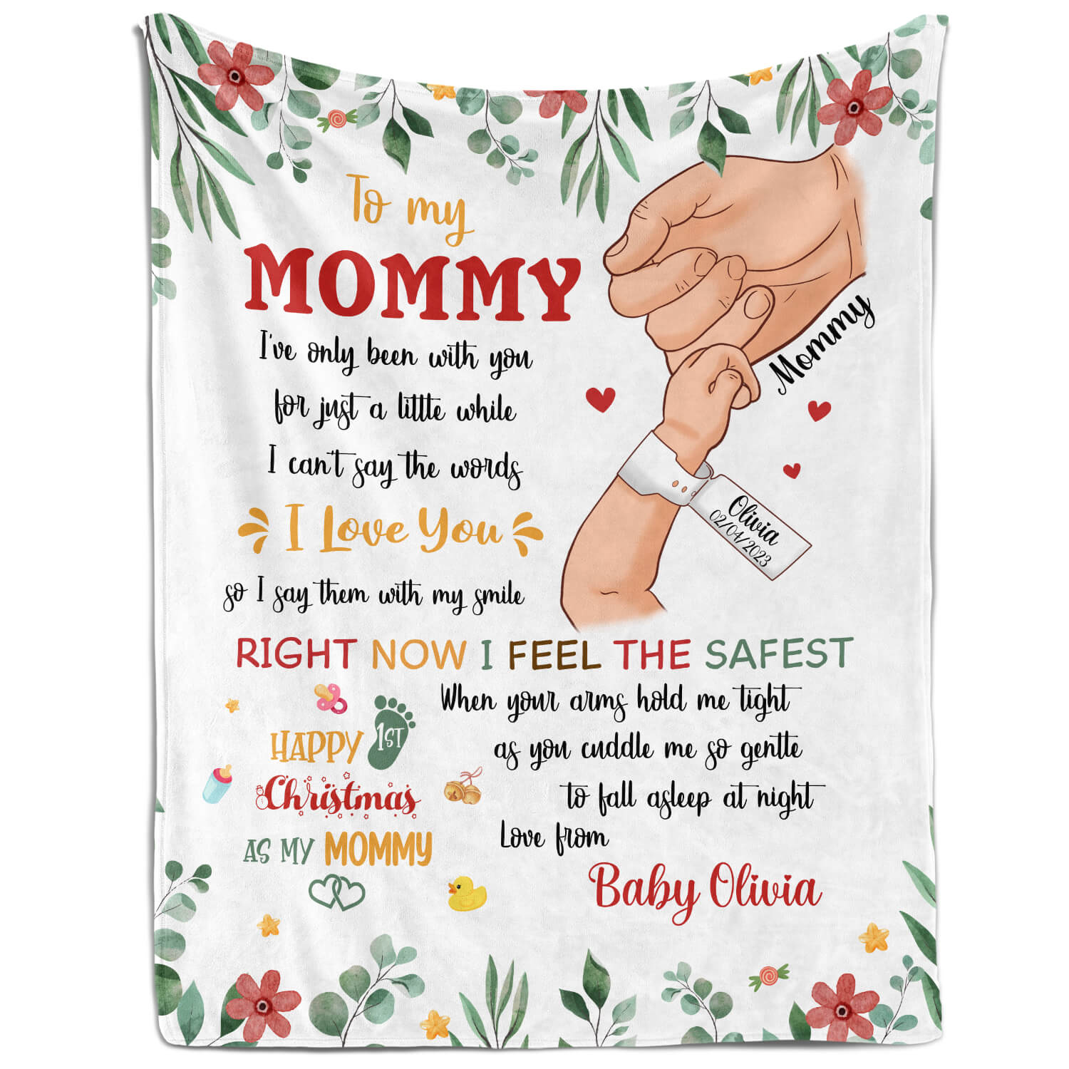 To My Mommy - Personalized First Christmas gift For New Mom - Custom Blanket - Elizabethfashions
