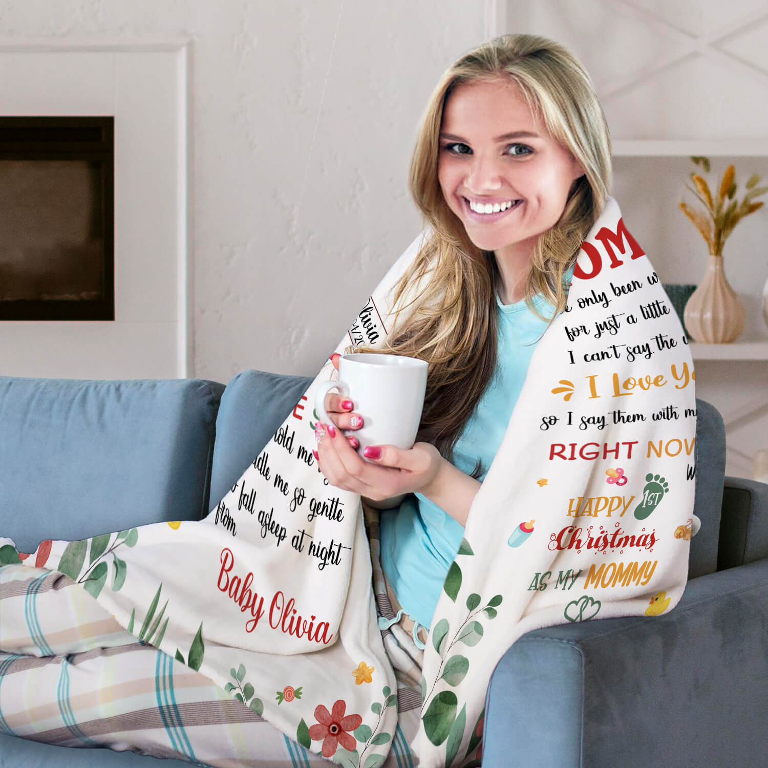To My Mommy - Personalized First Christmas gift For New Mom - Custom Blanket - Elizabethfashions