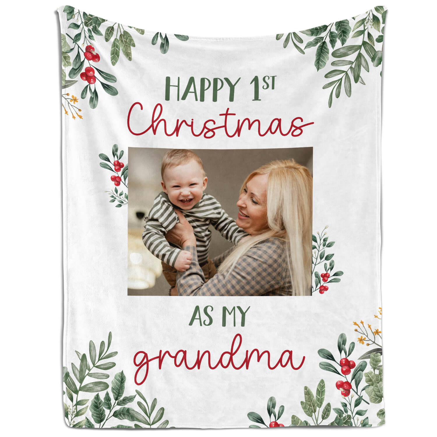 Happy 1st Christmas As My Grandma - Personalized First Christmas gift For Grandma - Custom Blanket - Elizabethfashions