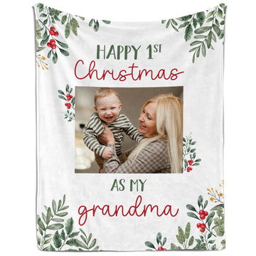 Happy 1st Christmas As My Grandma - Personalized First Christmas gift For Grandma - Custom Blanket - Elizabethfashions