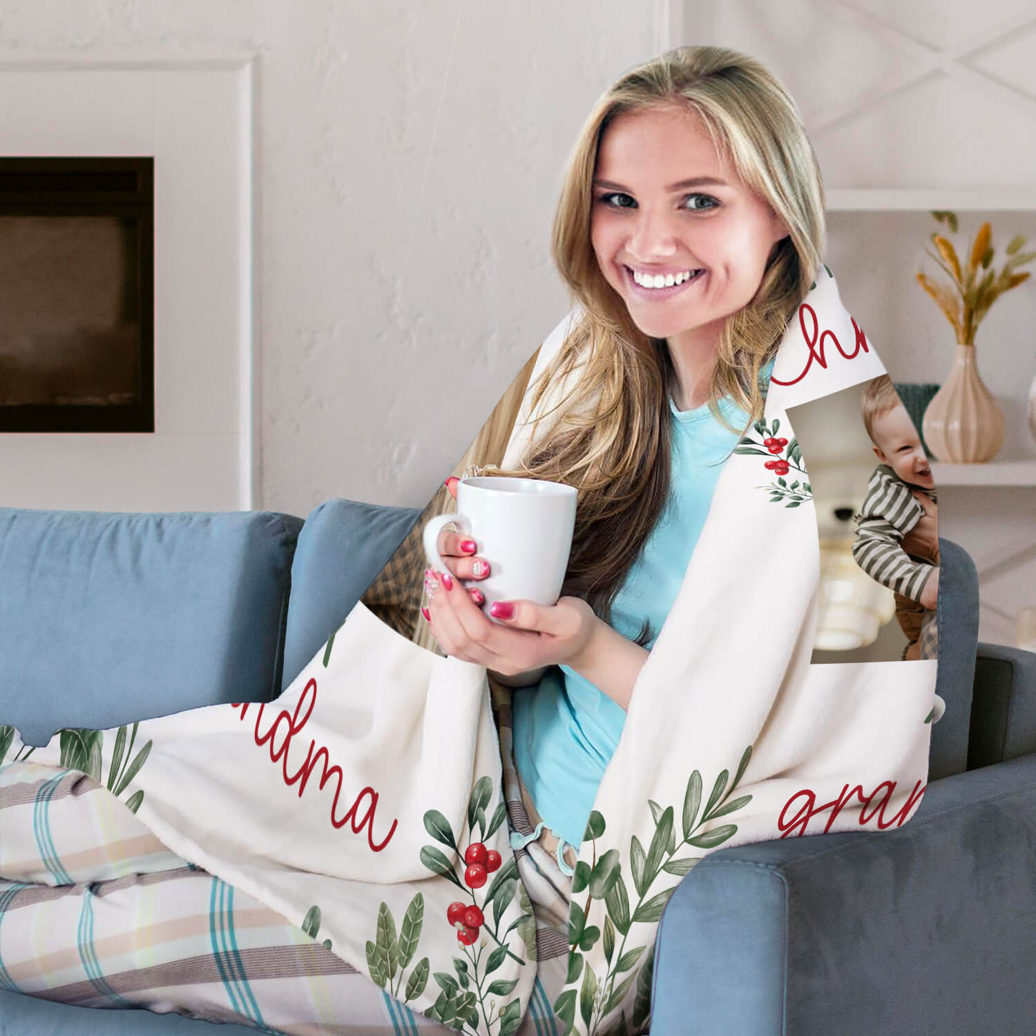 Happy 1st Christmas As My Grandma - Personalized First Christmas gift For Grandma - Custom Blanket - Elizabethfashions