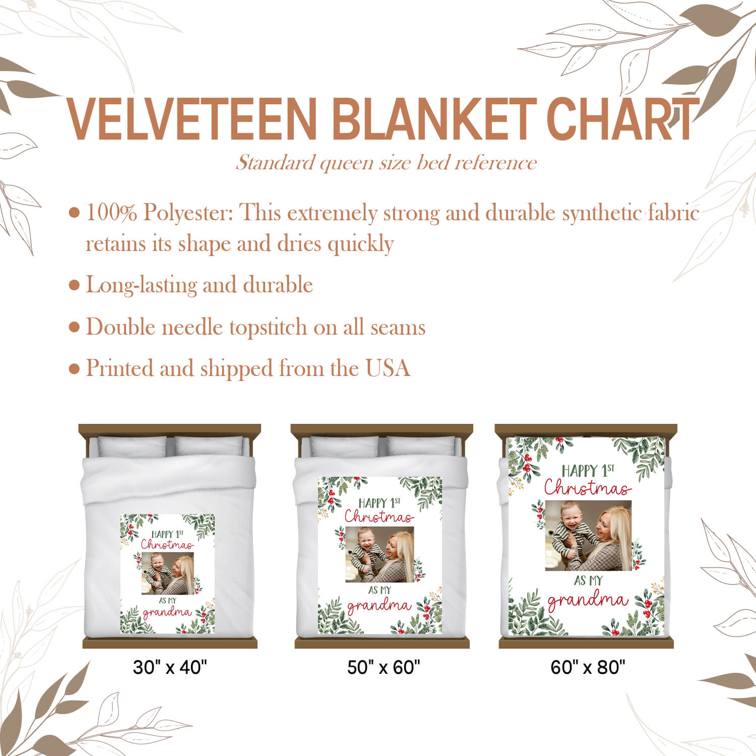 Happy 1st Christmas As My Grandma - Personalized First Christmas gift For Grandma - Custom Blanket - Elizabethfashions