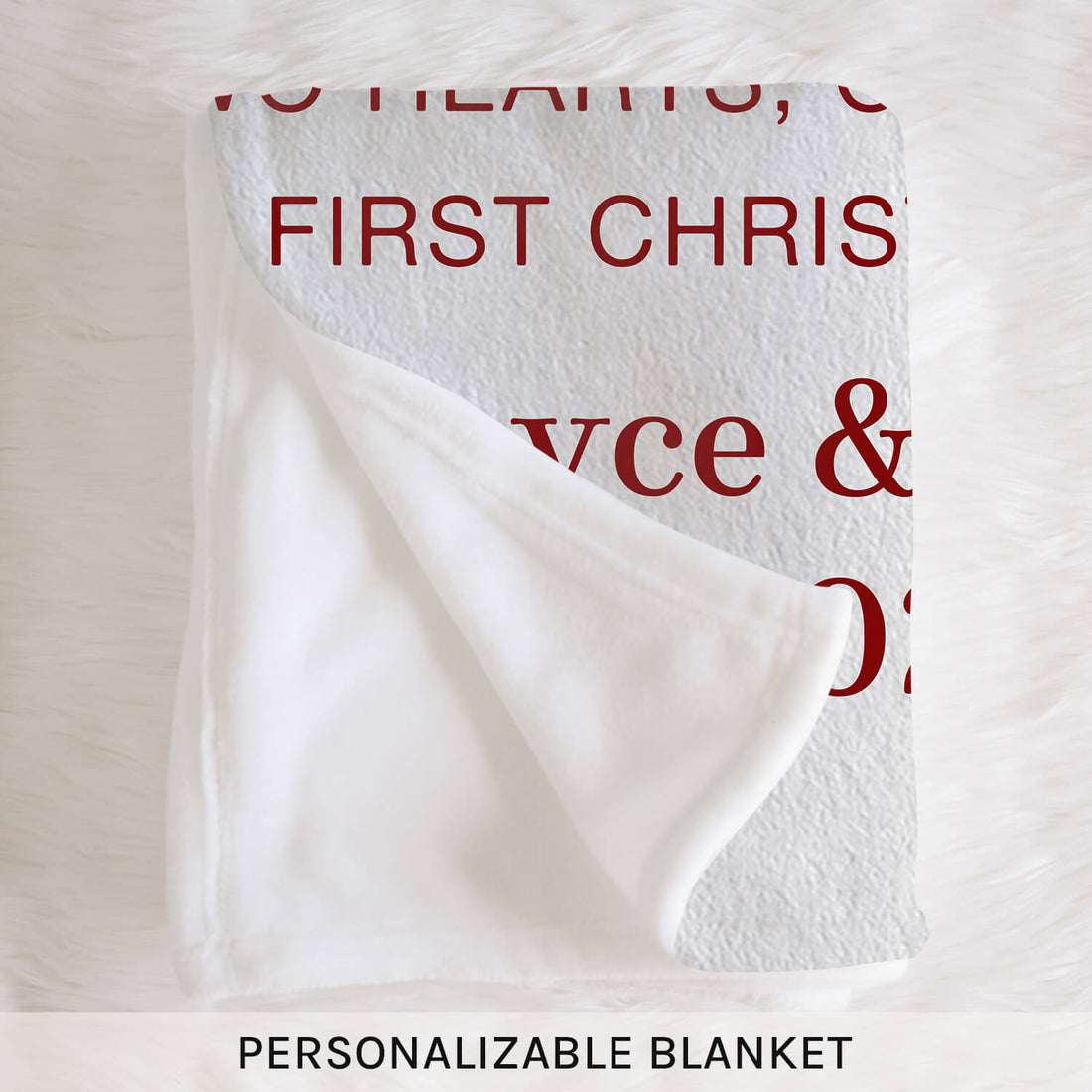 Two Hearts One Christmas - Personalized First Christmas gift For Husband or Wife - Custom Blanket - Elizabethfashions