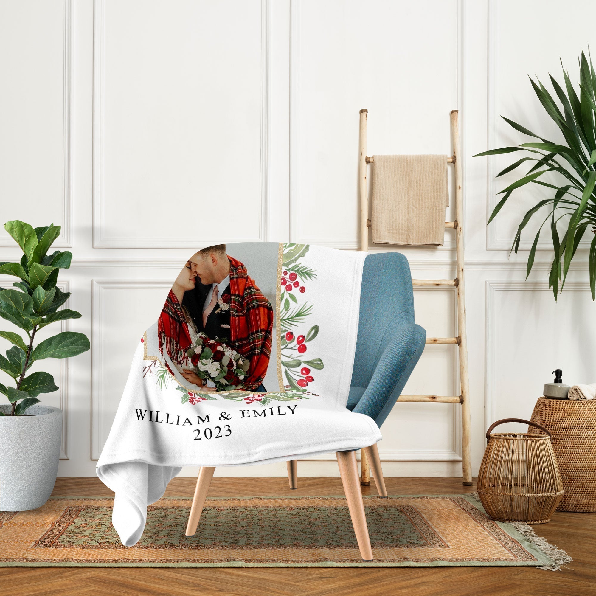 Our First Christmas Married - Personalized First Christmas gift For Husband or Wife - Custom Photo Blanket - Elizabethfashions