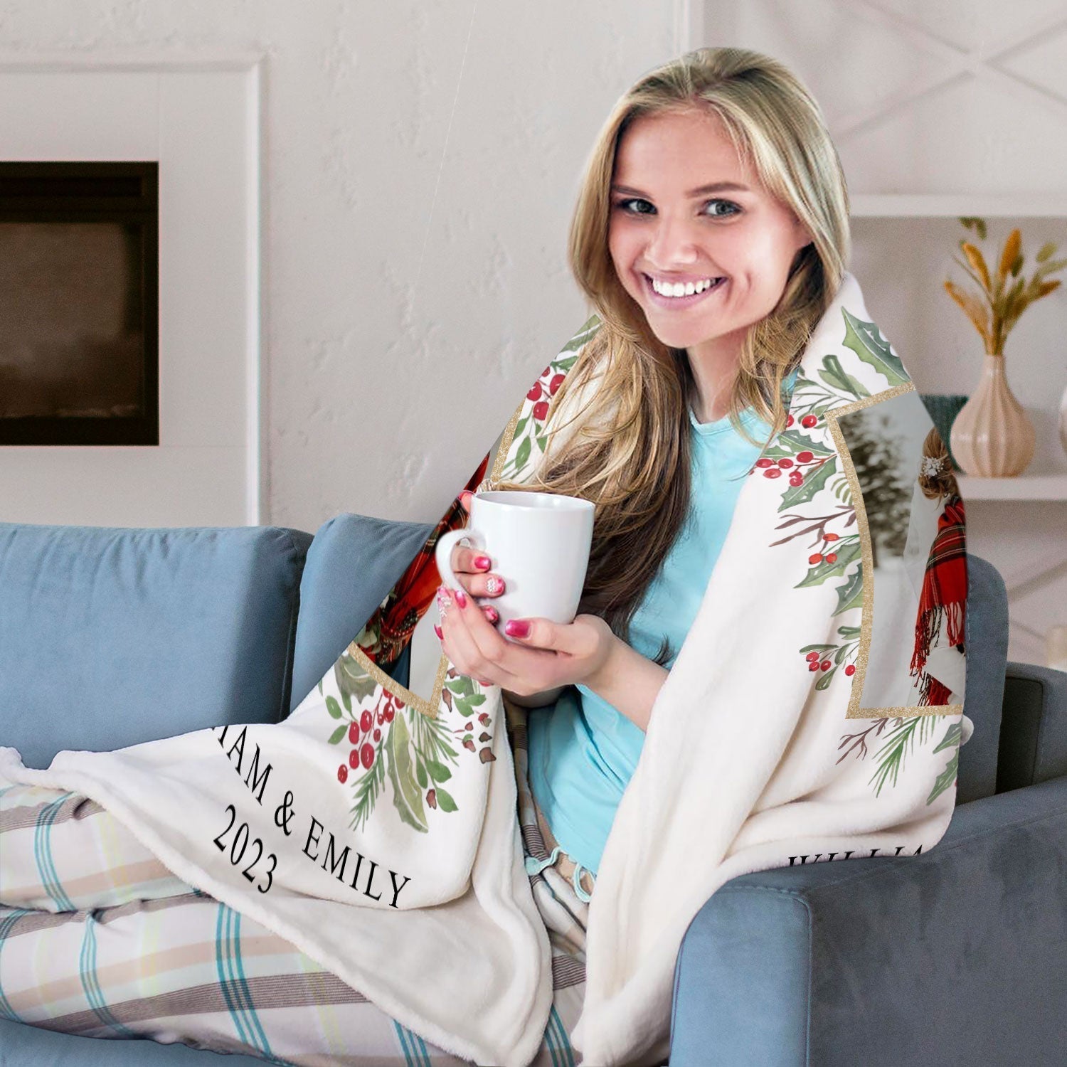 Our First Christmas Married - Personalized First Christmas gift For Husband or Wife - Custom Photo Blanket - Elizabethfashions