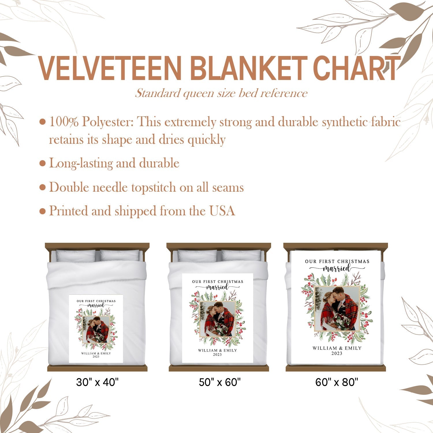 Our First Christmas Married - Personalized First Christmas gift For Husband or Wife - Custom Photo Blanket - Elizabethfashions