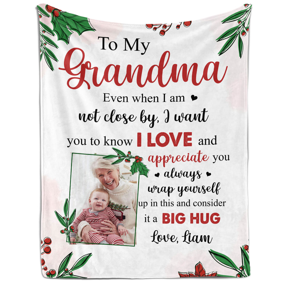 To My Grandma - Personalized Christmas gift For Grandma - Custom Blanket - Elizabethfashions