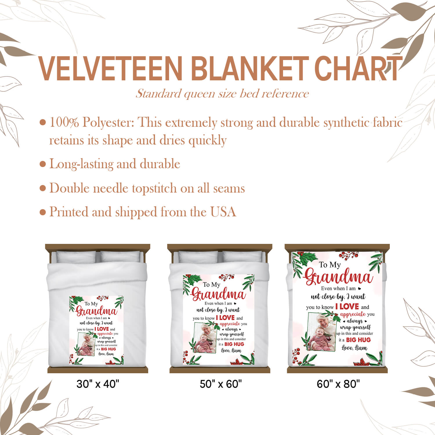 To My Grandma - Personalized Christmas gift For Grandma - Custom Blanket - Elizabethfashions