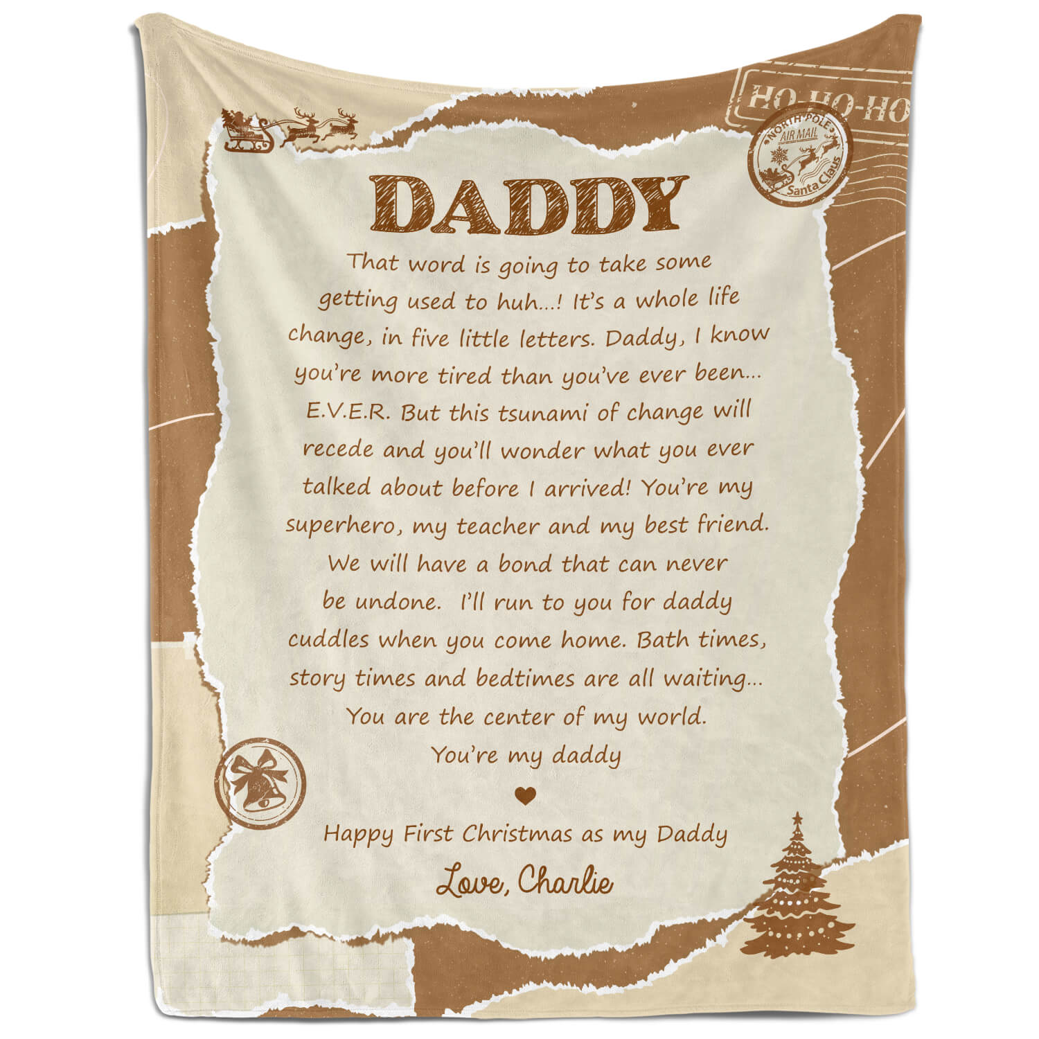 Daddy - Personalized First Christmas gift For New Dad - Custom Blanket - Elizabethfashions