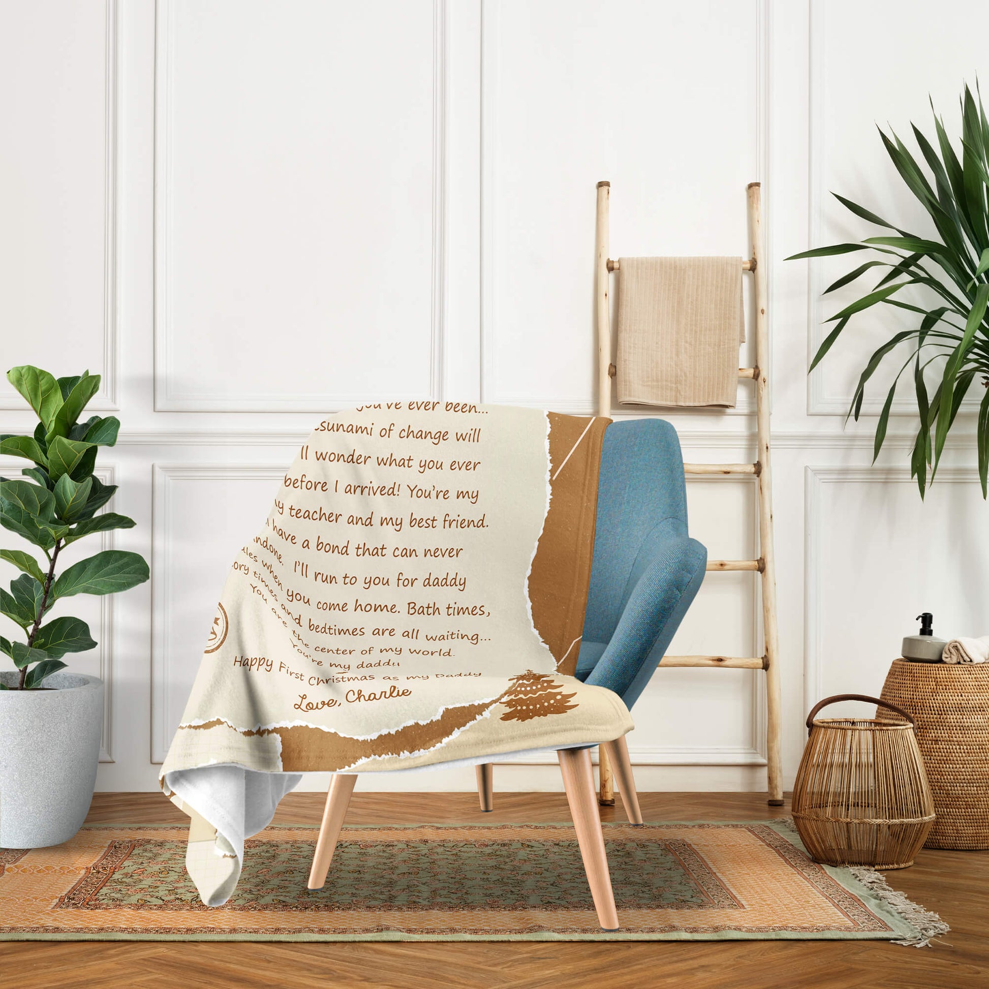 Daddy - Personalized First Christmas gift For New Dad - Custom Blanket - Elizabethfashions